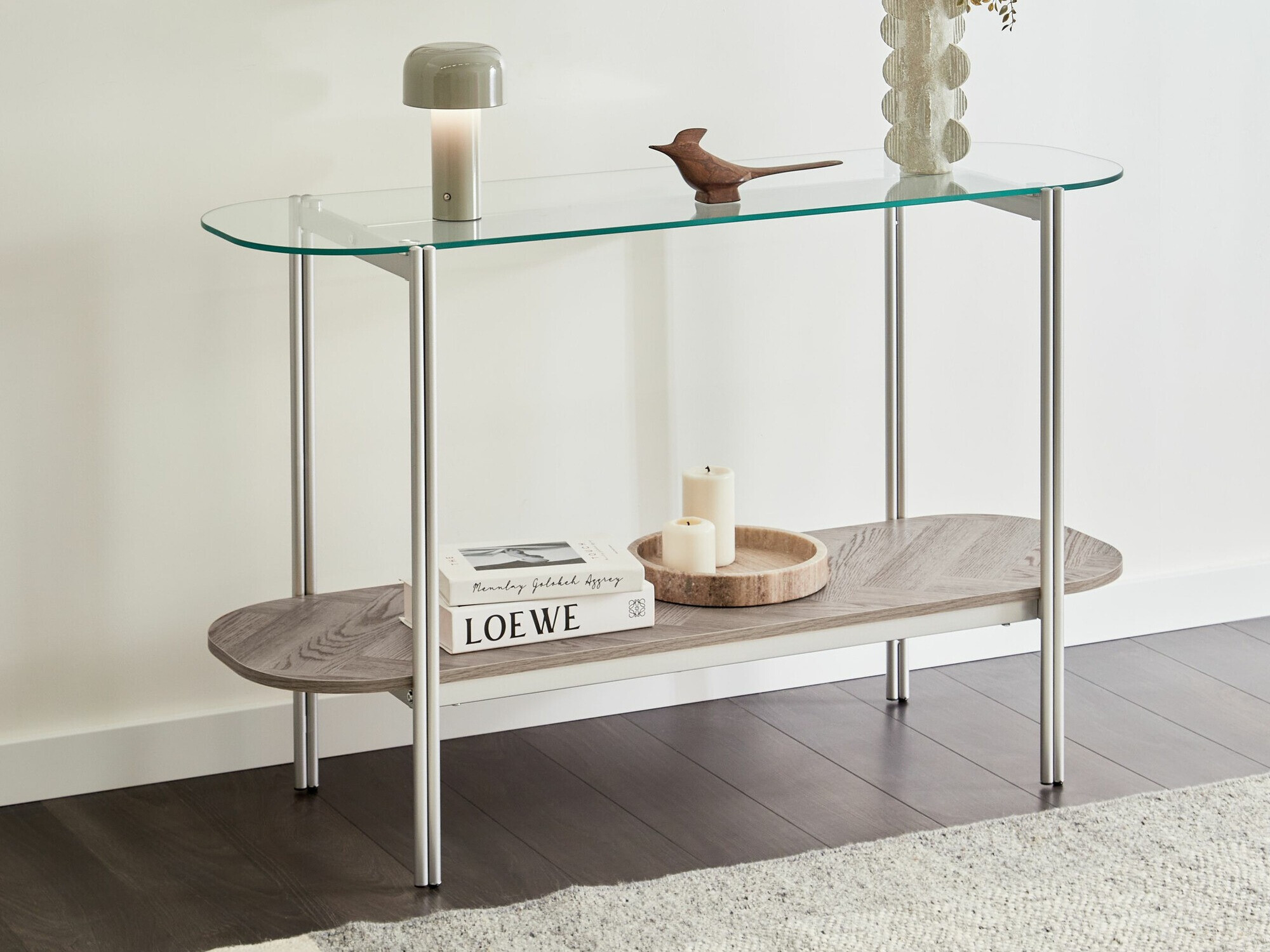 Konzolni stolić Berwyn 2278 (Srebrna + Svijetlo drvo)