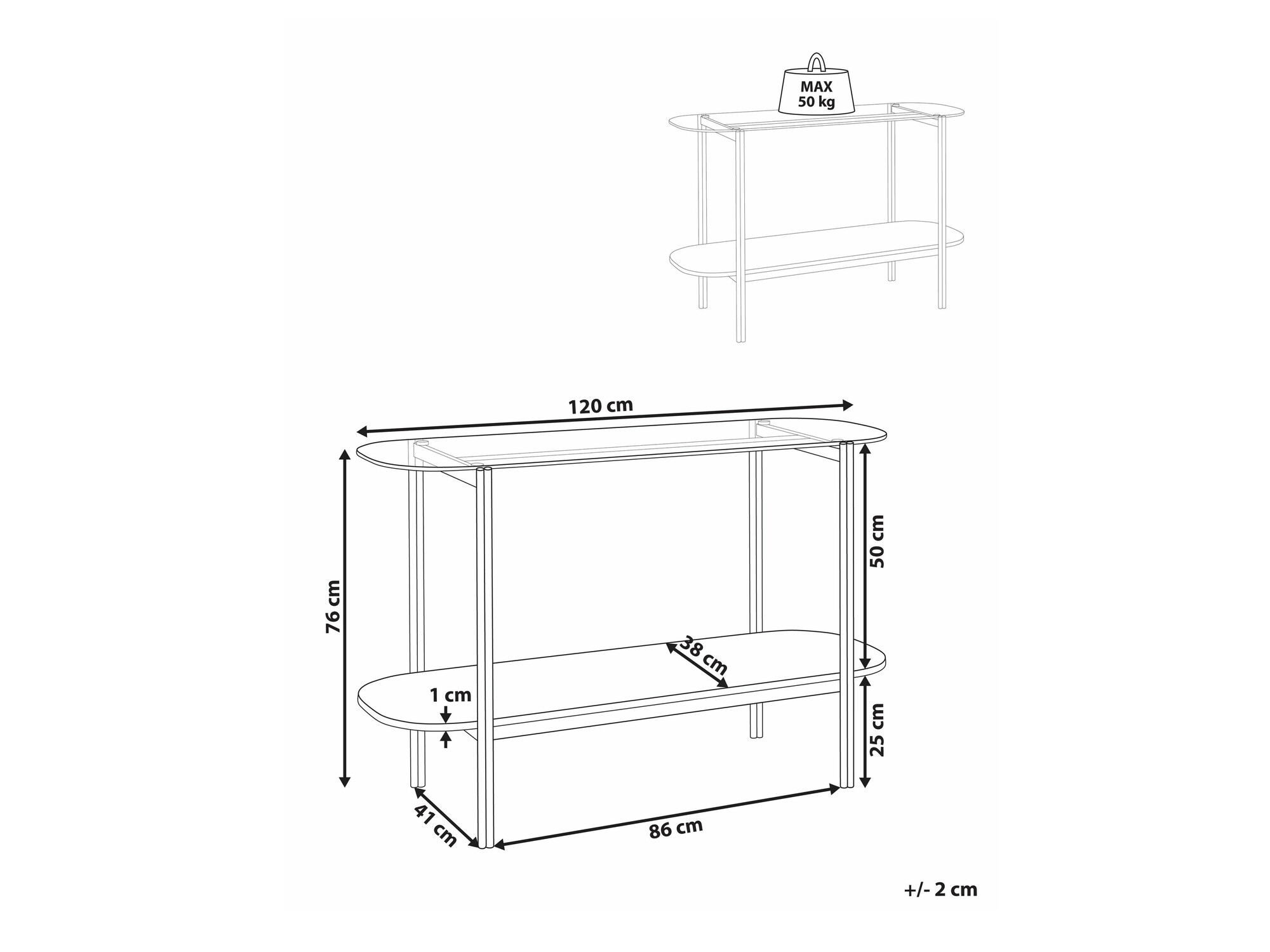 Konzolni stolić Berwyn 2278 (Srebrna + Svijetlo drvo)