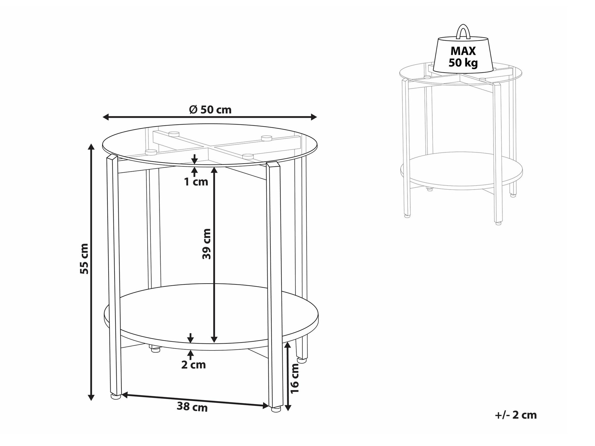 Pomoćni stolić Berwyn 2277 (Srebrna + Svijetlo drvo)