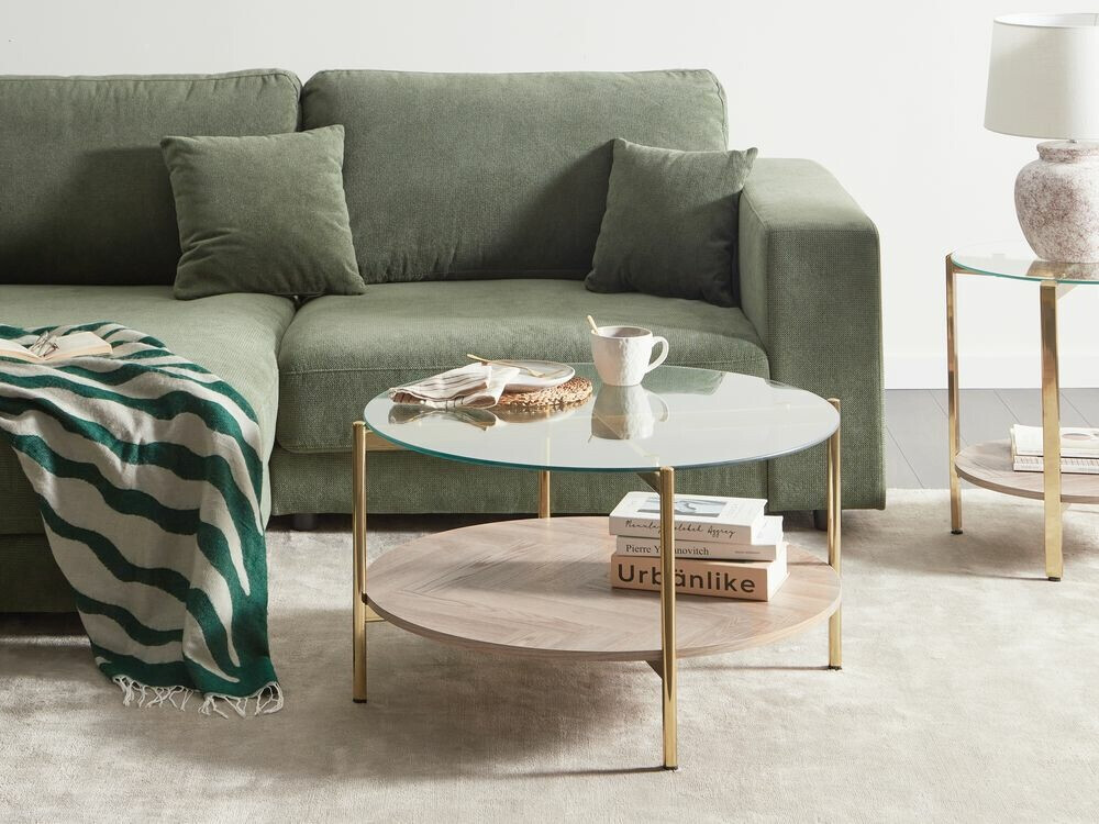 Stolić za kavu Berwyn 2275 (Zlatna + Svijetlo drvo)