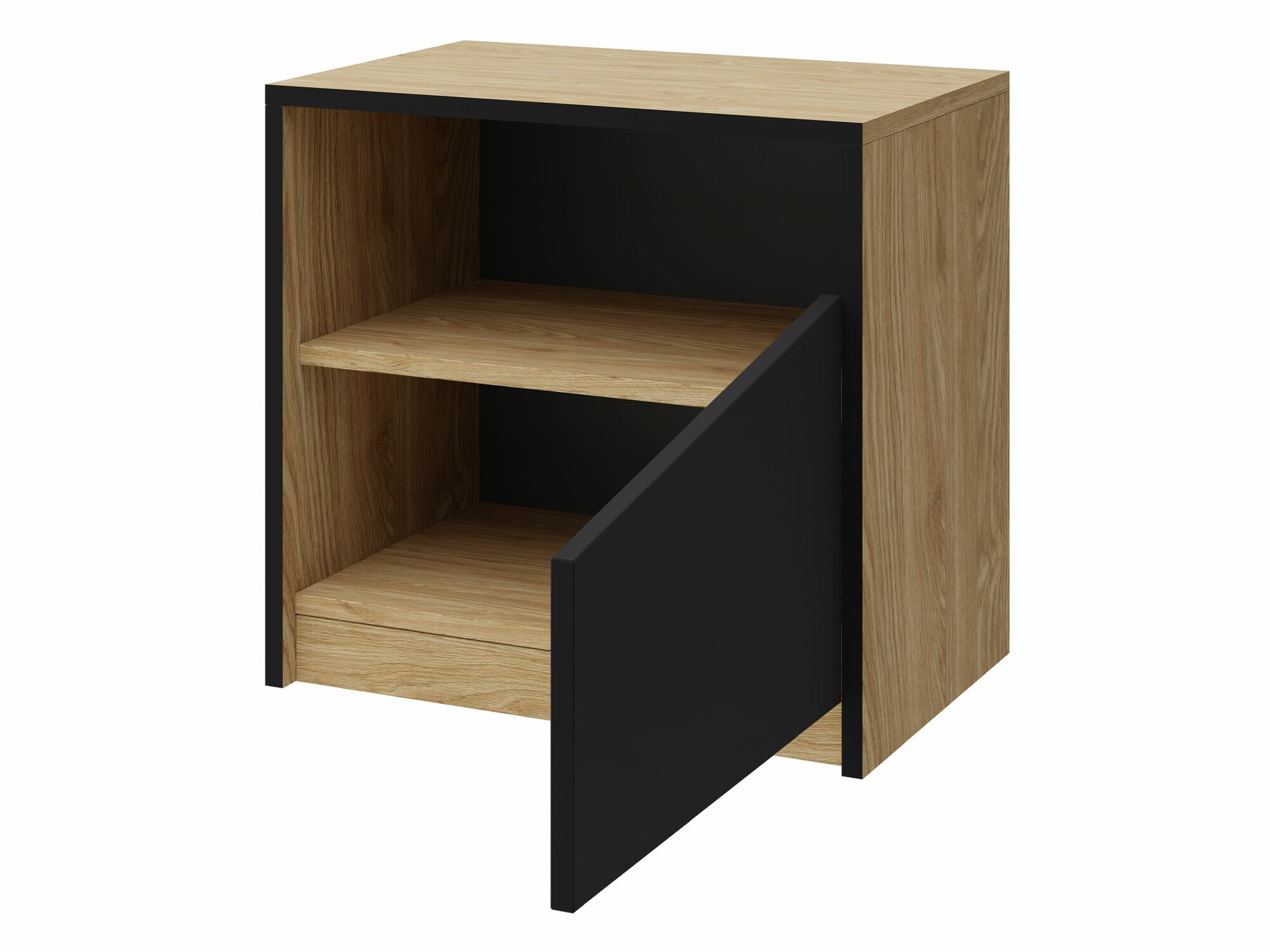 Noćni ormarić Tenreme 106 (Hrast + Crna)