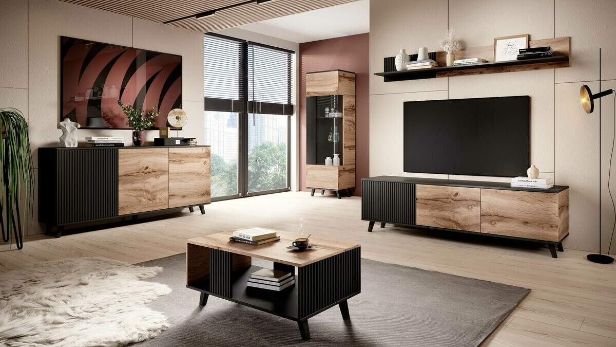 Ormarić Luelia 120 (Crna + Wotan hrast)