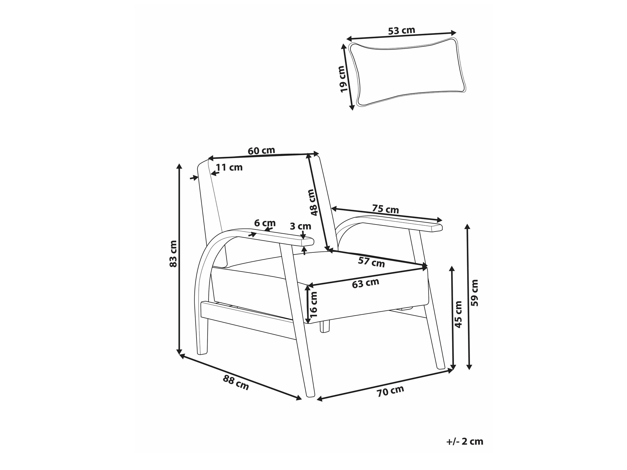 Fotelja Berwyn 2296 (Tamno smeđa + Tamno drvo)