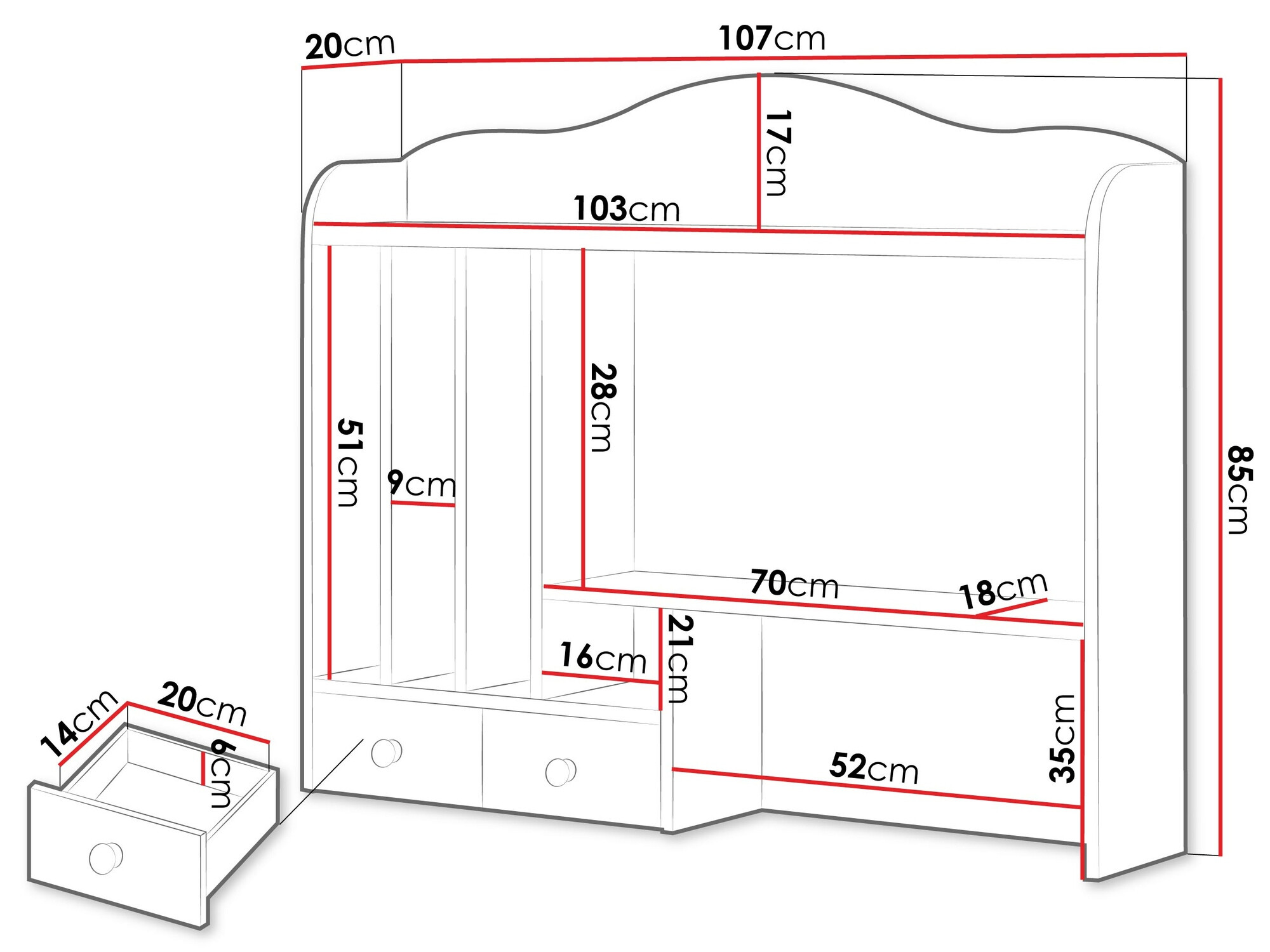 Polica Romelbo 136 (Bijela + Hrast)