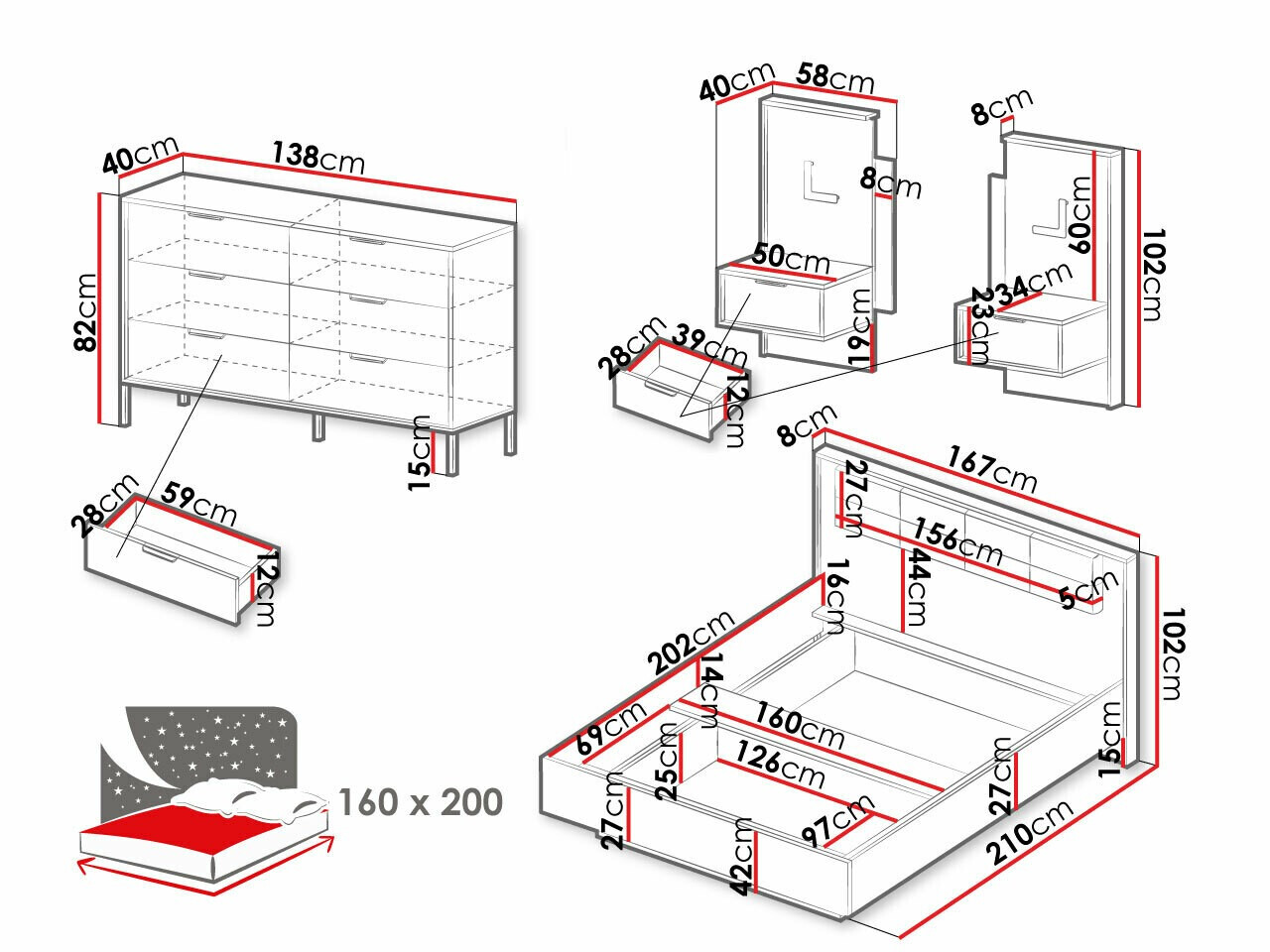 Set za spavaću sobu Flodale 104