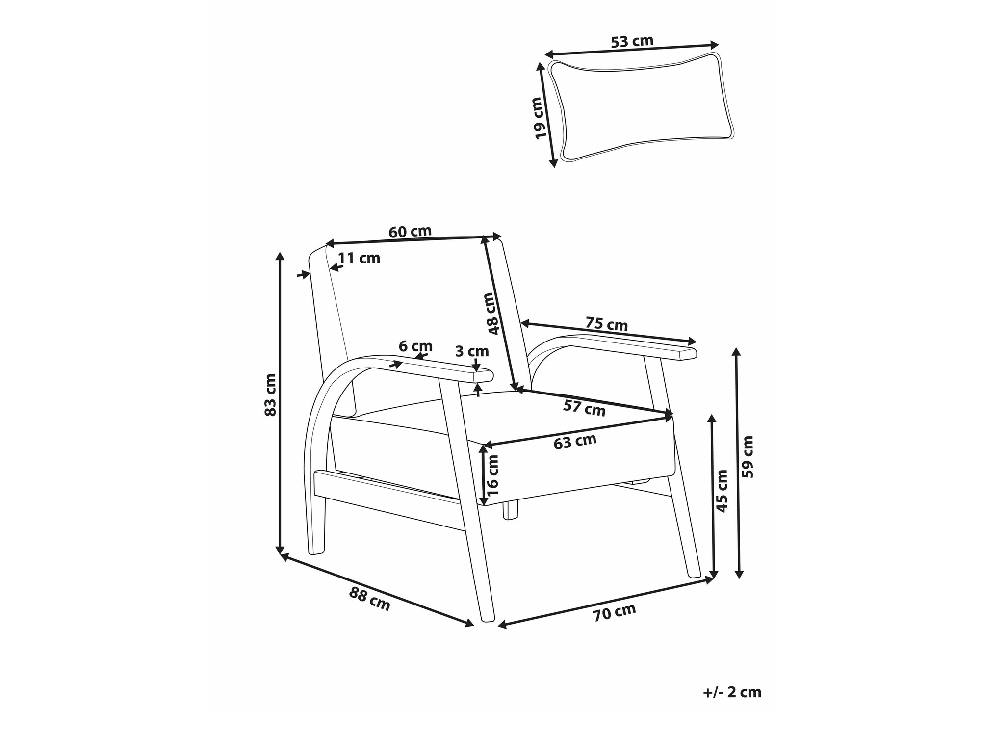 Fotelja Berwyn 2296 (Bijela + Tamno drvo)