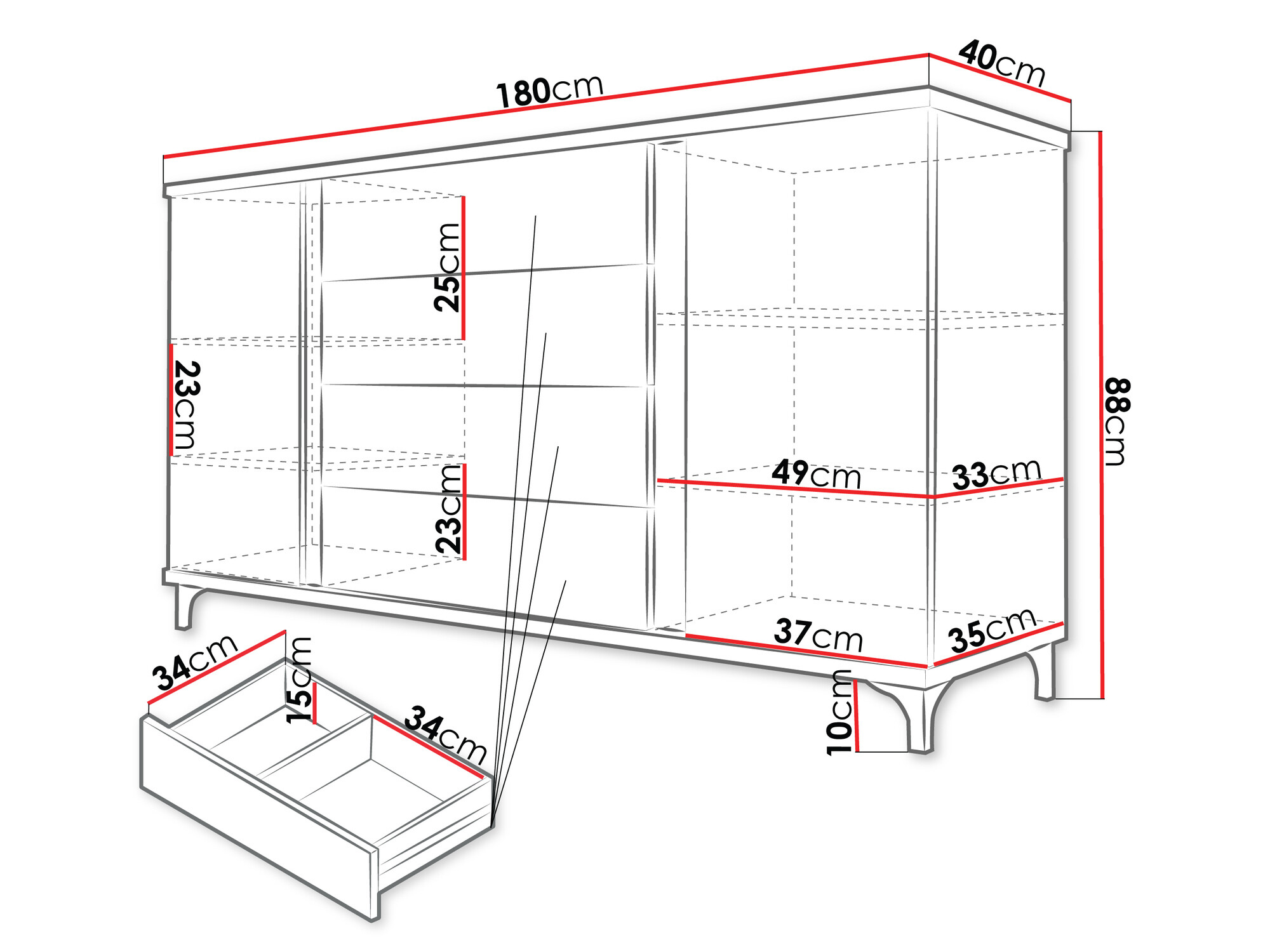 Komoda Florem (Bijela + Sjajno bijela + Svijetlo drvo)