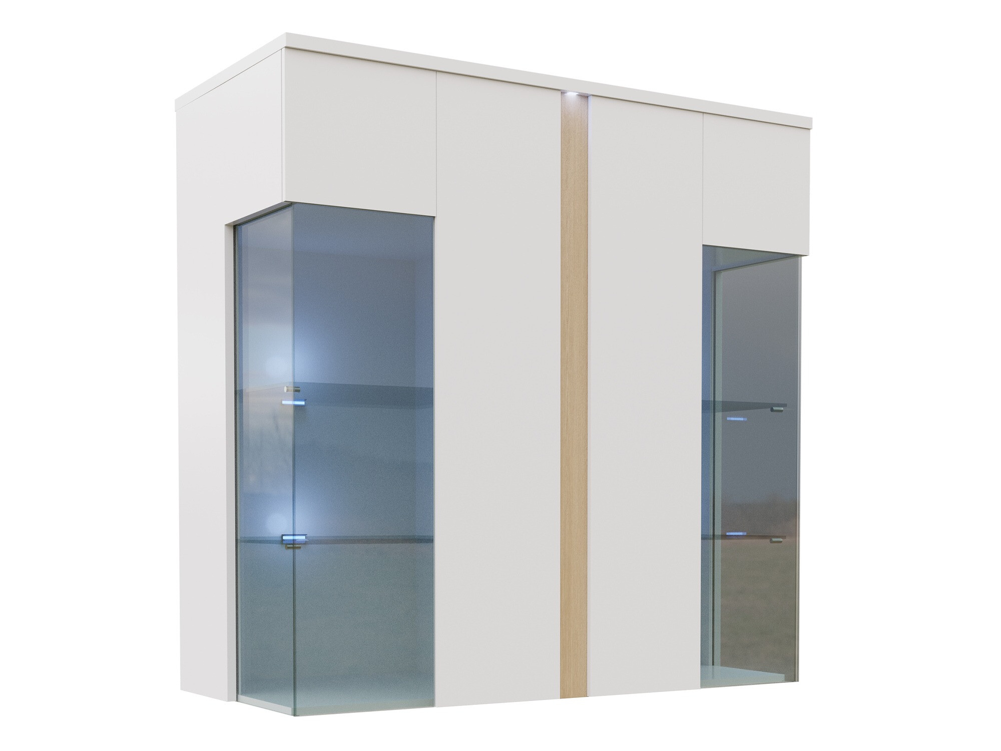 Ormarić Florem III (Bijela + Sjajno bijela + Svijetlo drvo)