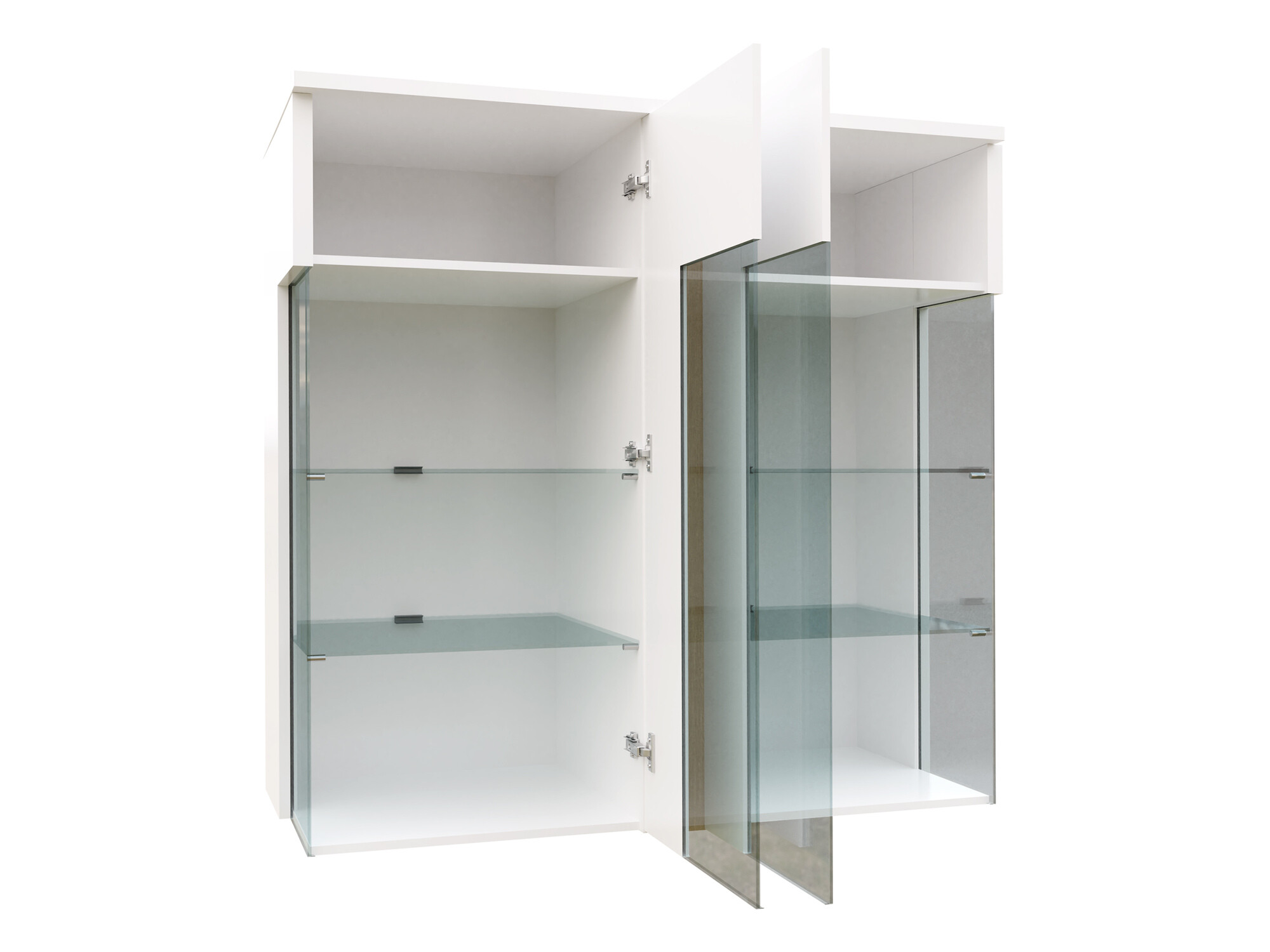 Ormarić Florem III (Bijela + Sjajno bijela + Svijetlo drvo)