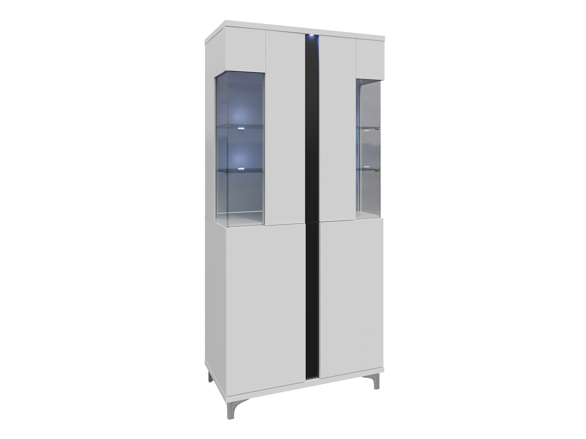 Polica Florem IV (Bijela + Sjajno bijela + Sjajno crna)