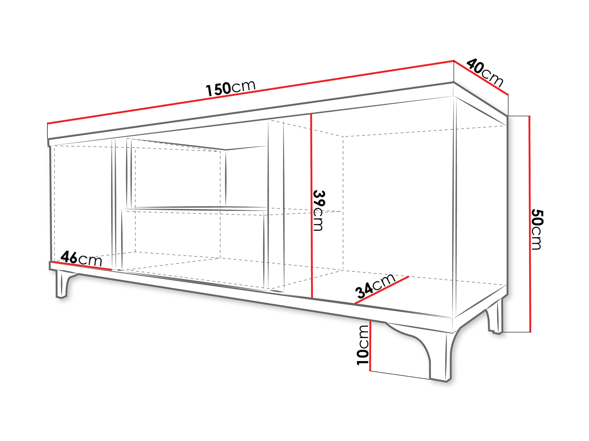 TV stol Livseri 113 (Bijela + Sjajno bijela)