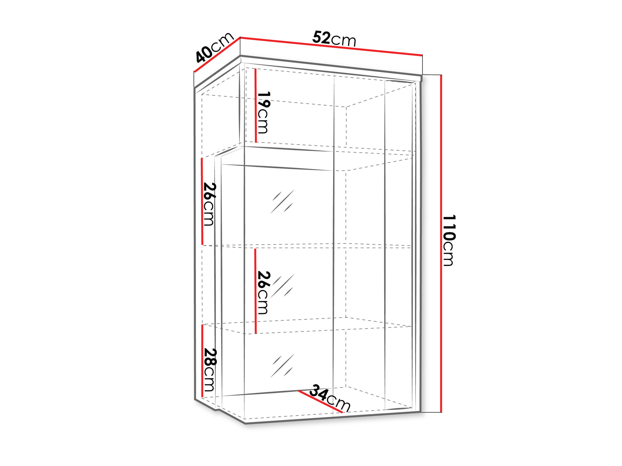 Zidni ormarić Florem I (Bijela + Sjajno bijela + Svijetlo drvo)
