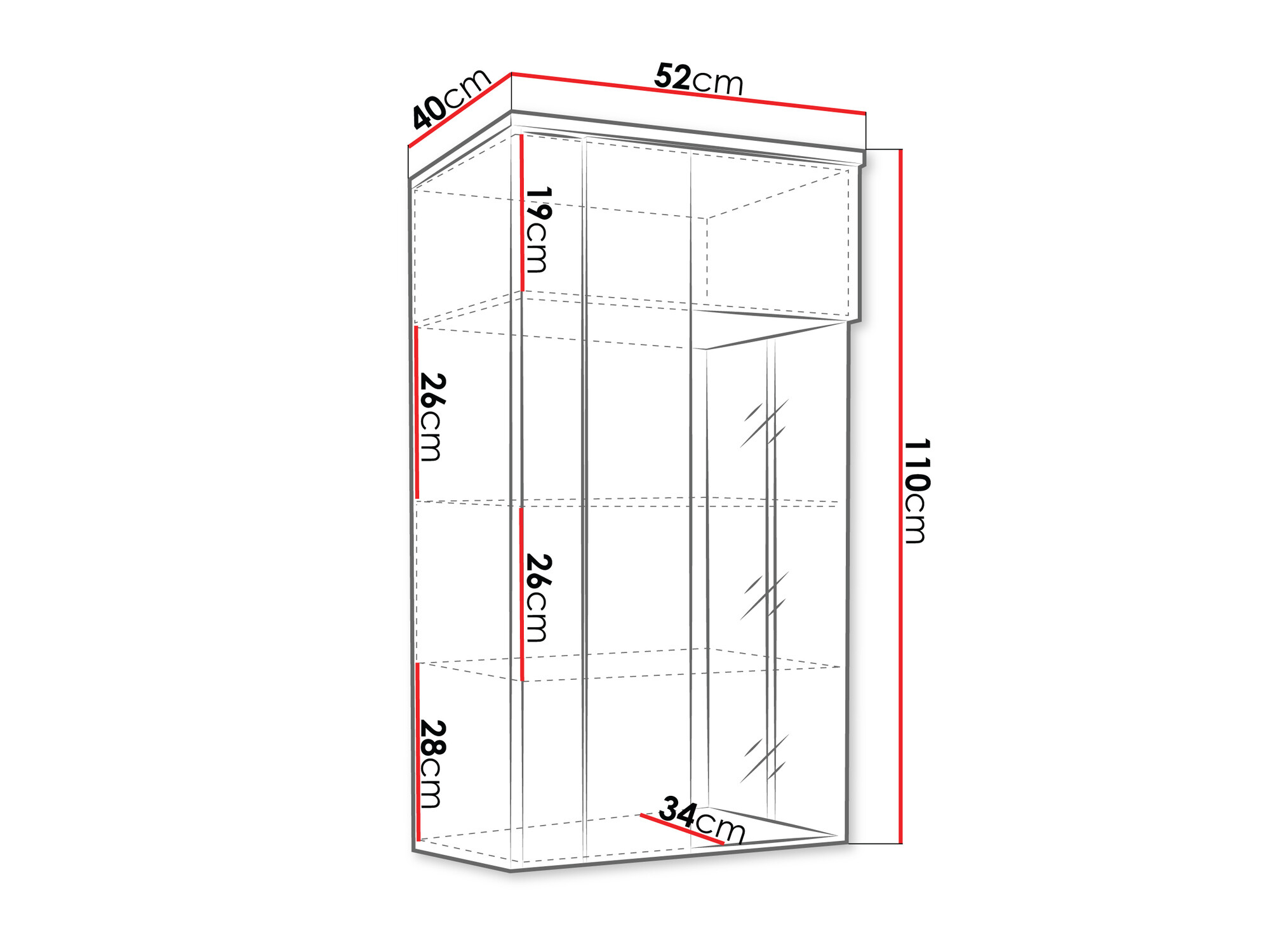 Zidni ormarić Livseri 105 (Bijela + Sjajno bijela + Svijetlo drvo)