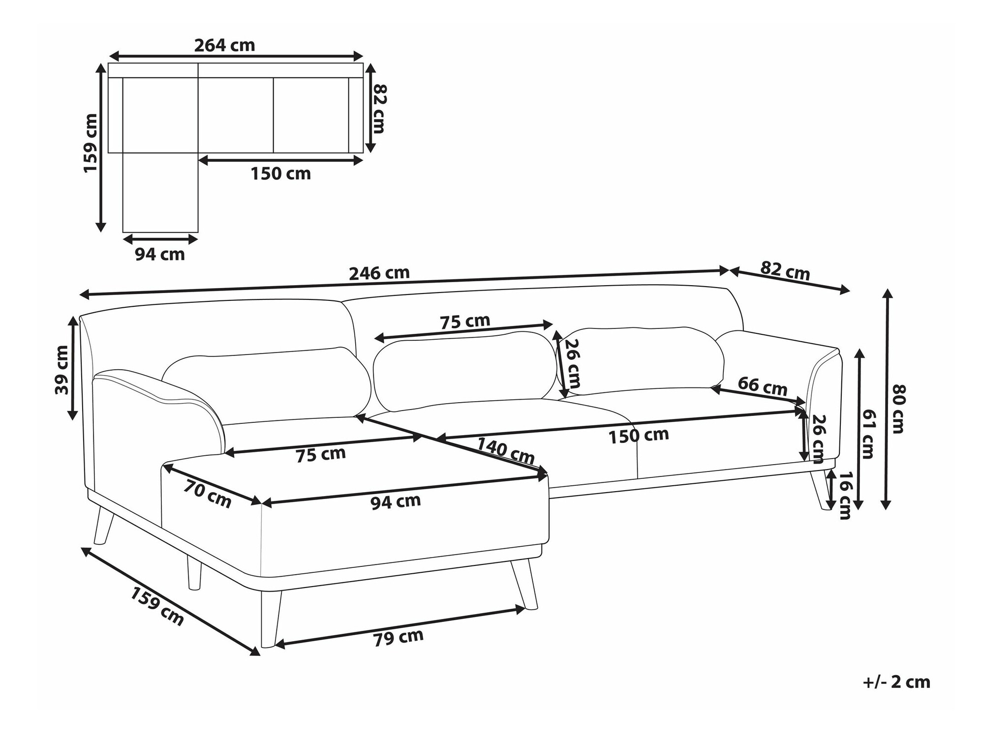 Kutna garnitura Berwyn 1747 (Svijetlo siva)