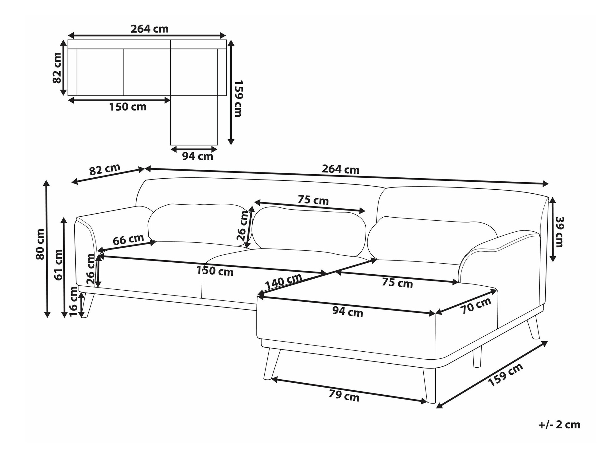Kutna garnitura Berwyn 1747 (Svijetlo smeđa)