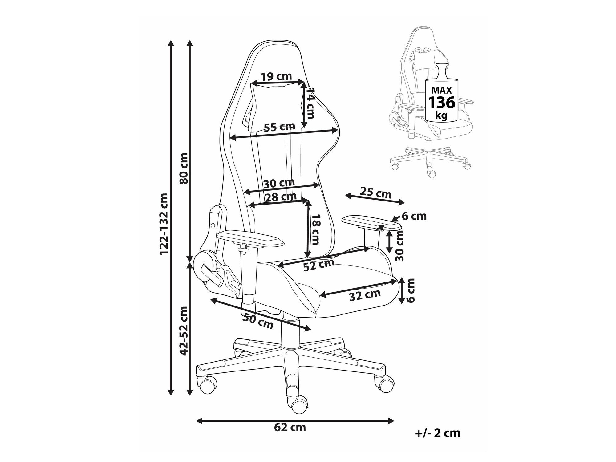 Gaming stolica Berwyn 936 (Crna)