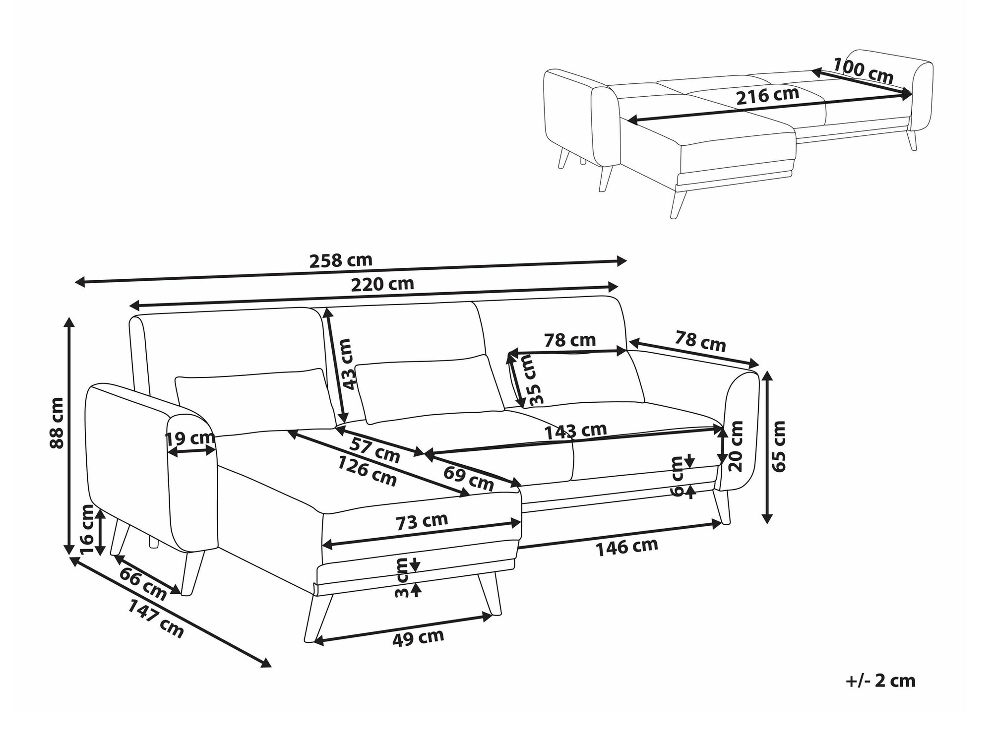 Kutna garnitura Berwyn 2323 (Crna)