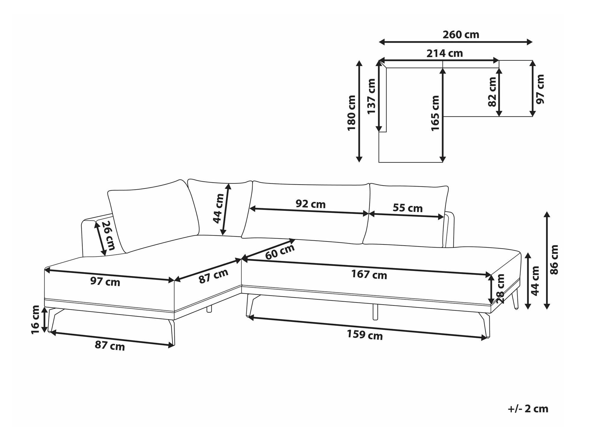 Modularna kutna garnitura Berwyn 2326 (Bijela)