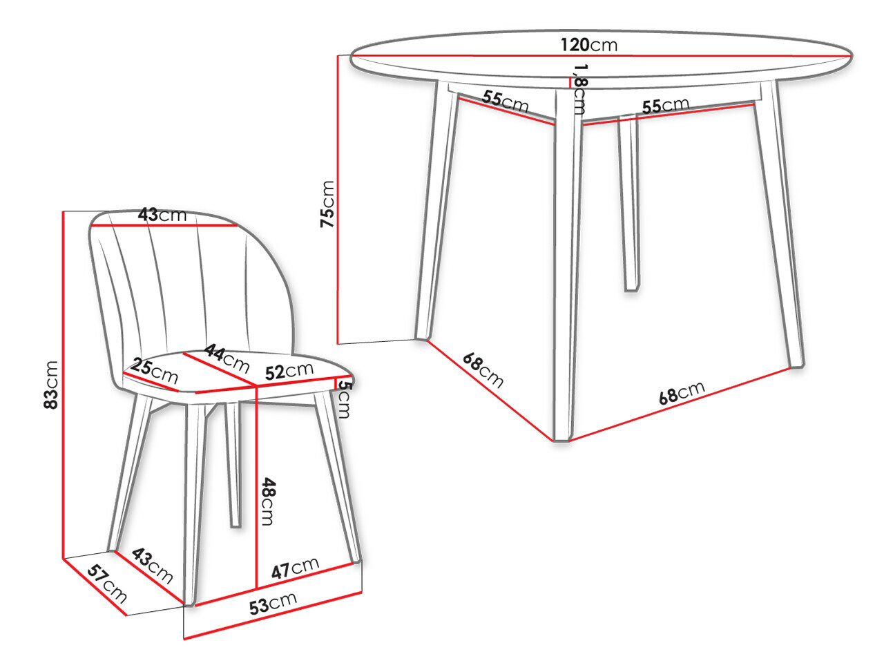 Blagovaonski set Racine 136 (Smeđa)