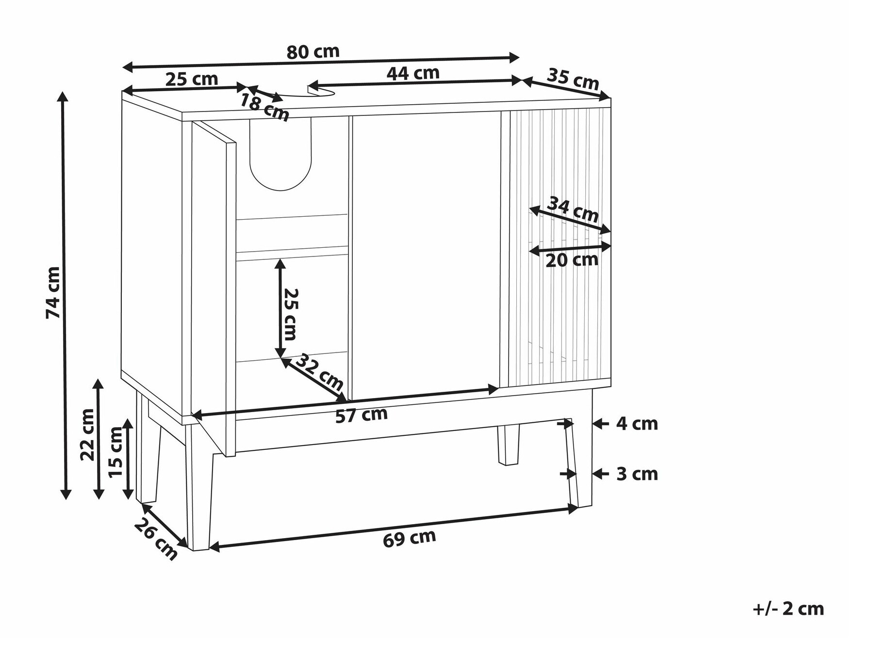Samostojeći kupaonski ormarić za umivaonik Berwyn 2340