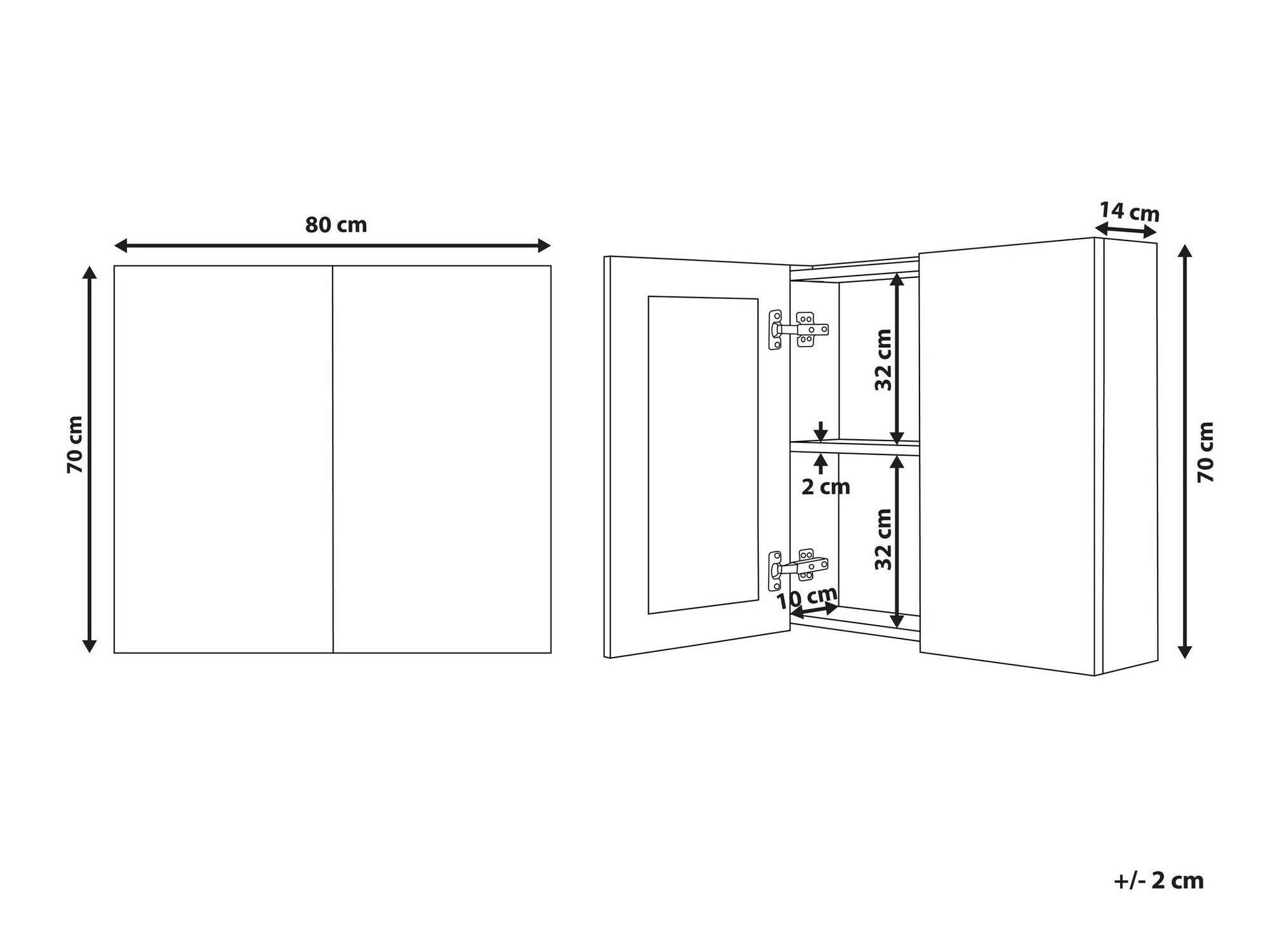 Kupaonski ormarić s ogledalom Berwyn 2350 (Crna)