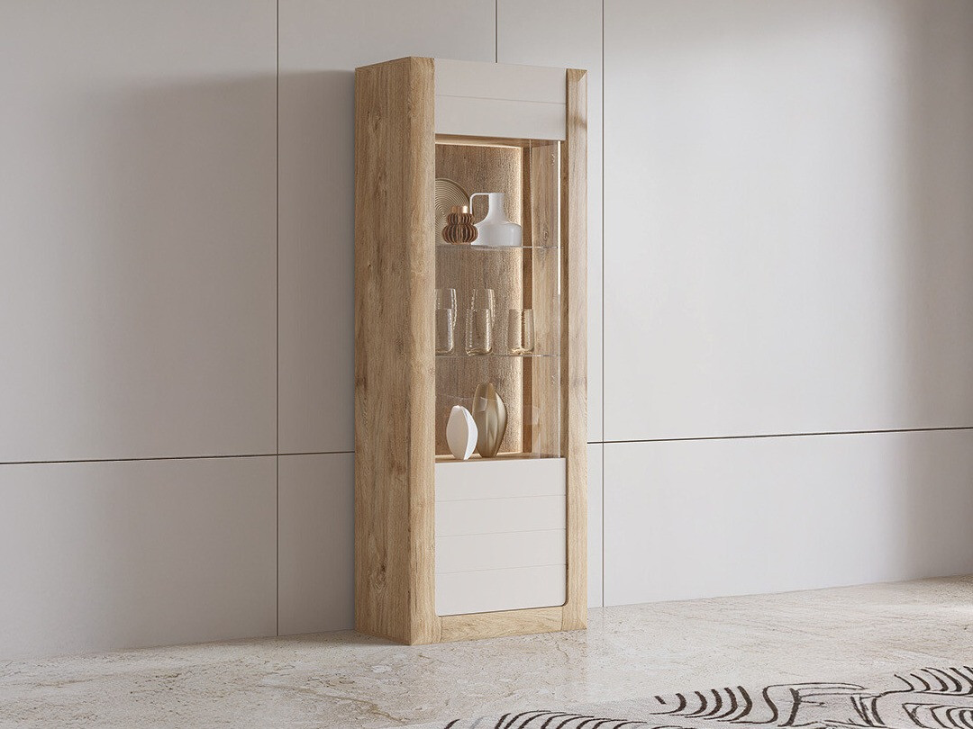 Polica Sovera 101 (Zlatni hrast + Svijetlo siva)