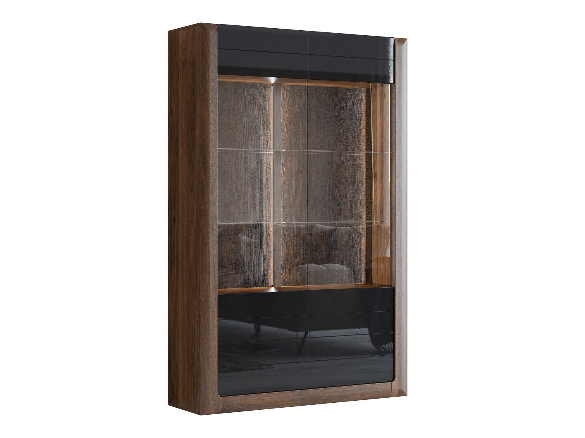 Polica Sovera 102 (Orah + Sjajno crna)