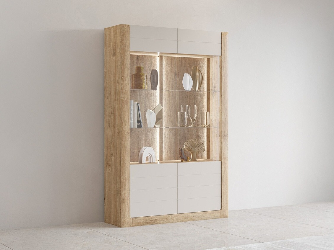 Polica Sovera 102 (Zlatni hrast + Svijetlo siva)