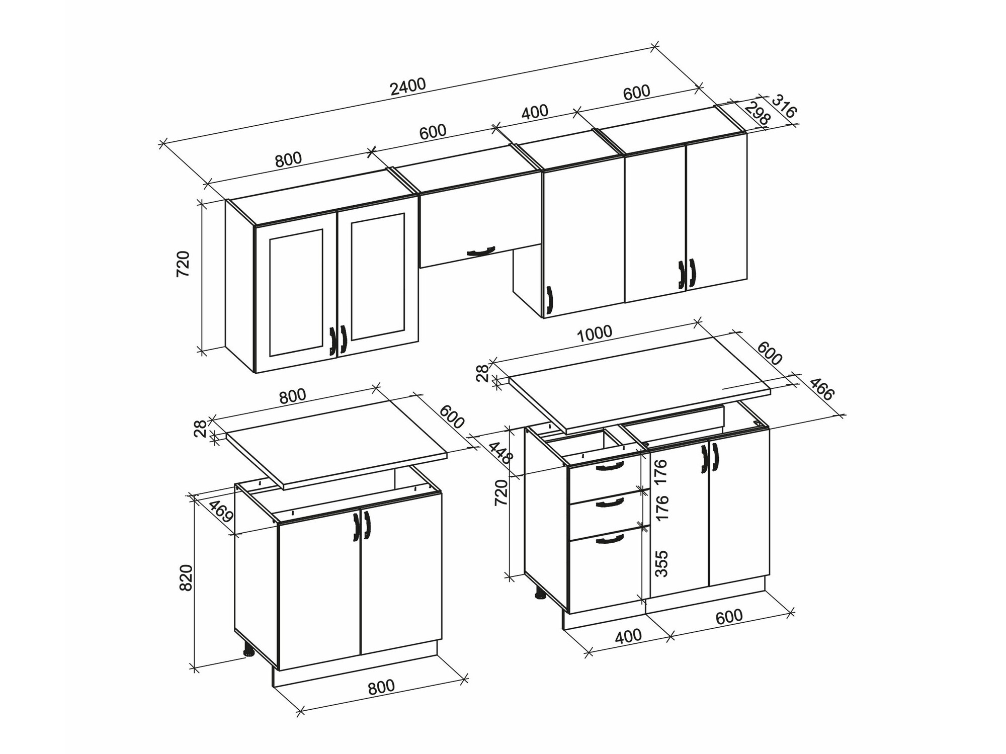 Kuhinjski set Houston 1877 (Siva)