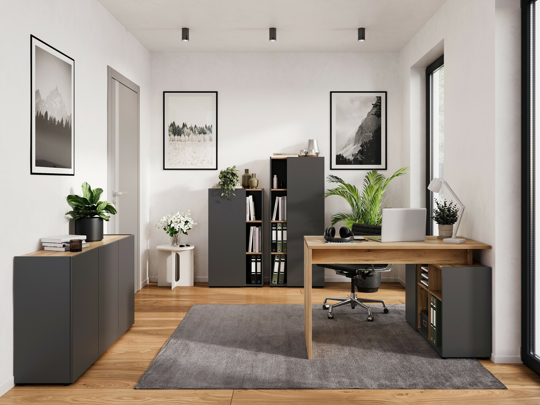 Polica Evarsoa 104 (Grafit + Navarra hrast)