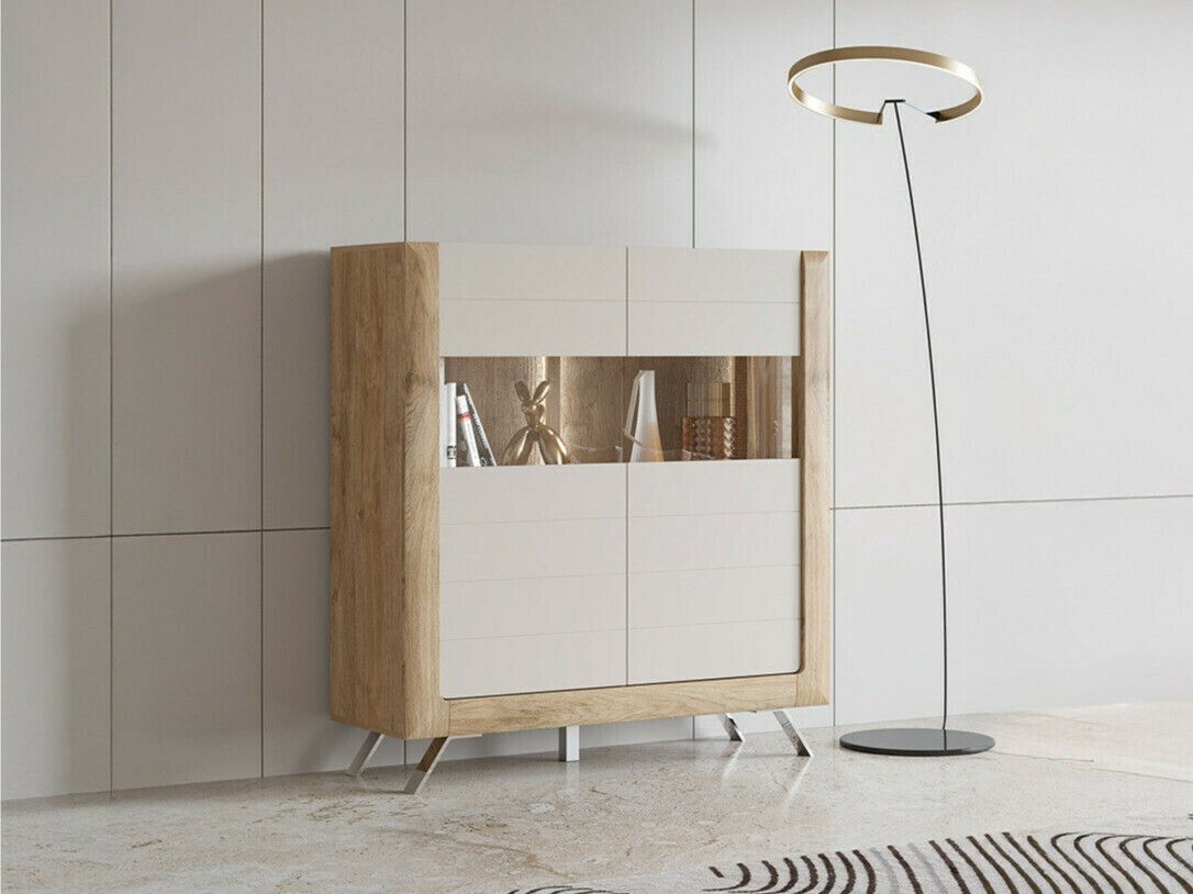 Polica Sovera 106 (Zlatni hrast + Svijetlo siva)