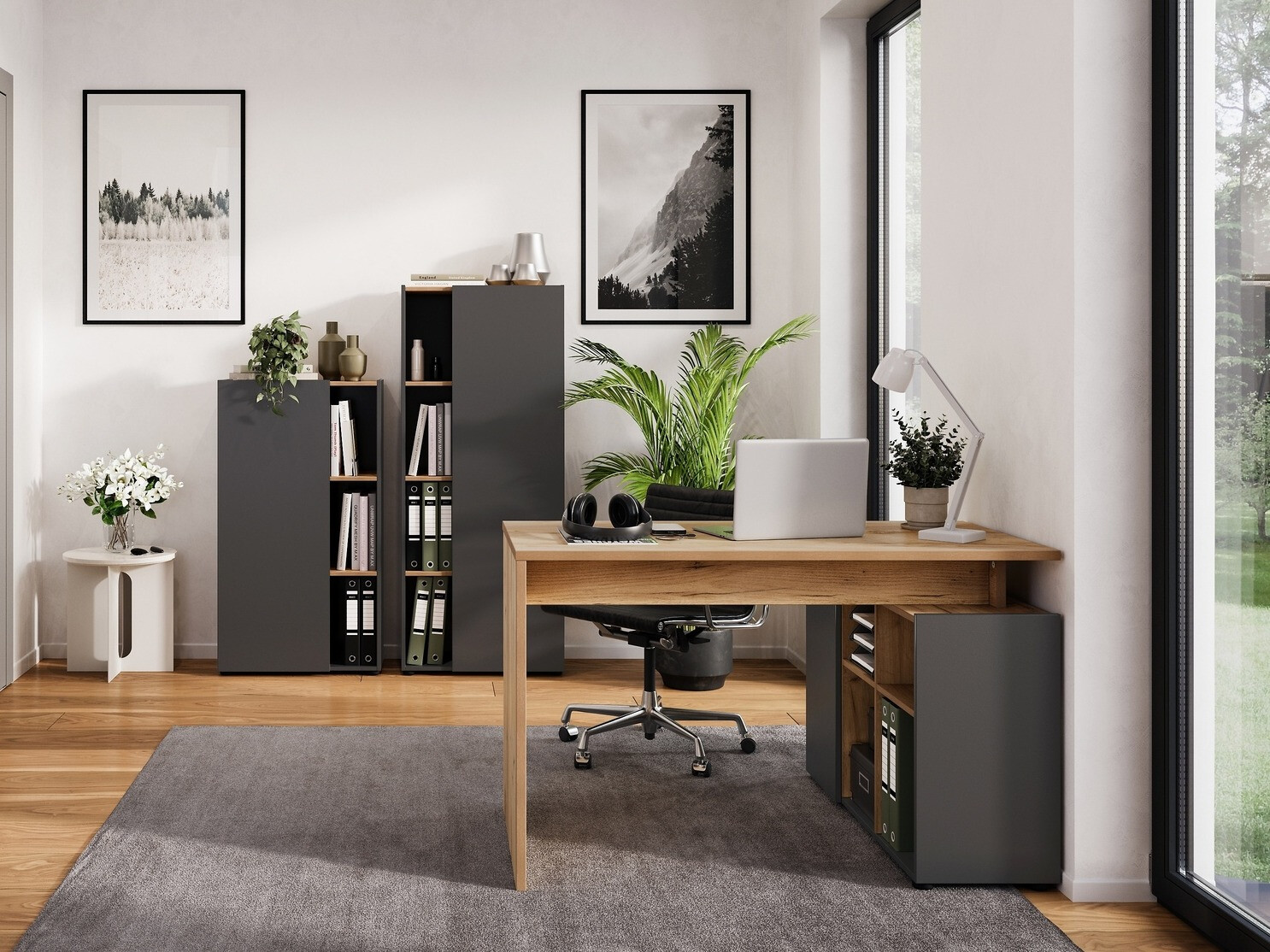 Set za kućni ured Evarsoa 105 (Grafit + Navarra hrast)