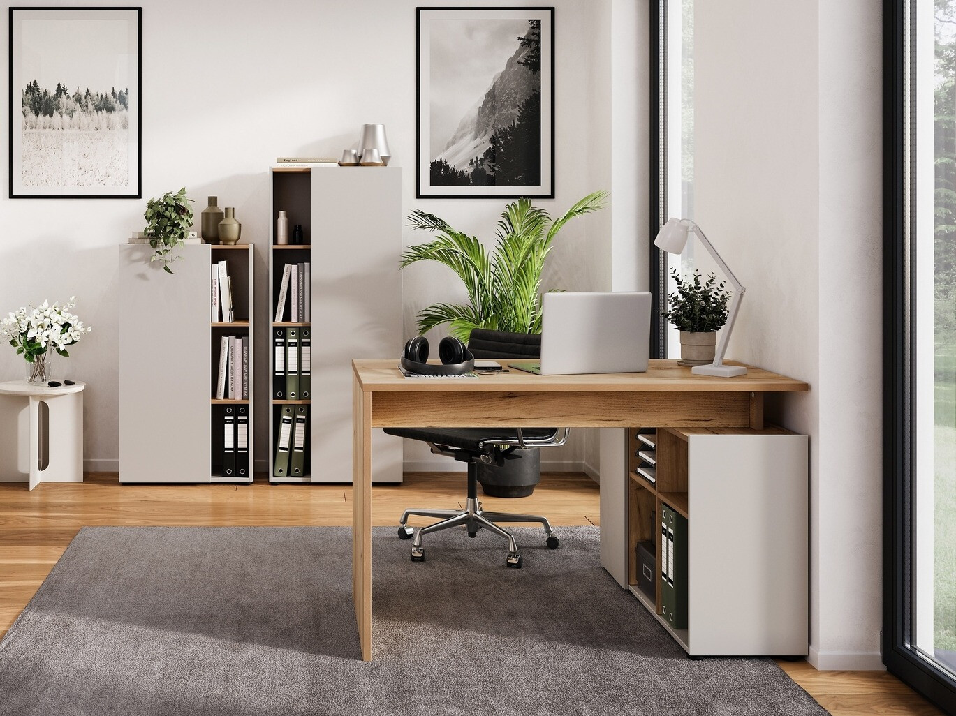 Set za kućni ured Evarsoa 105 (Kašmir + Navarra hrast)