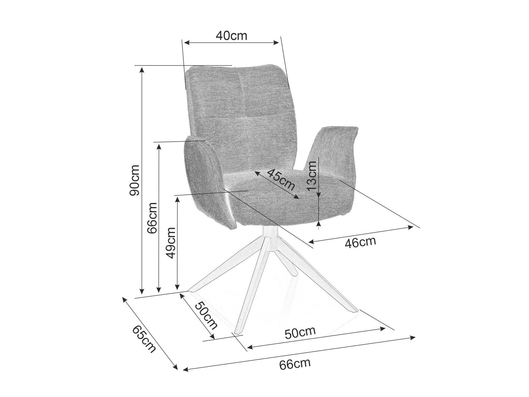 Stolica Detroit 651 (Tamno siva)