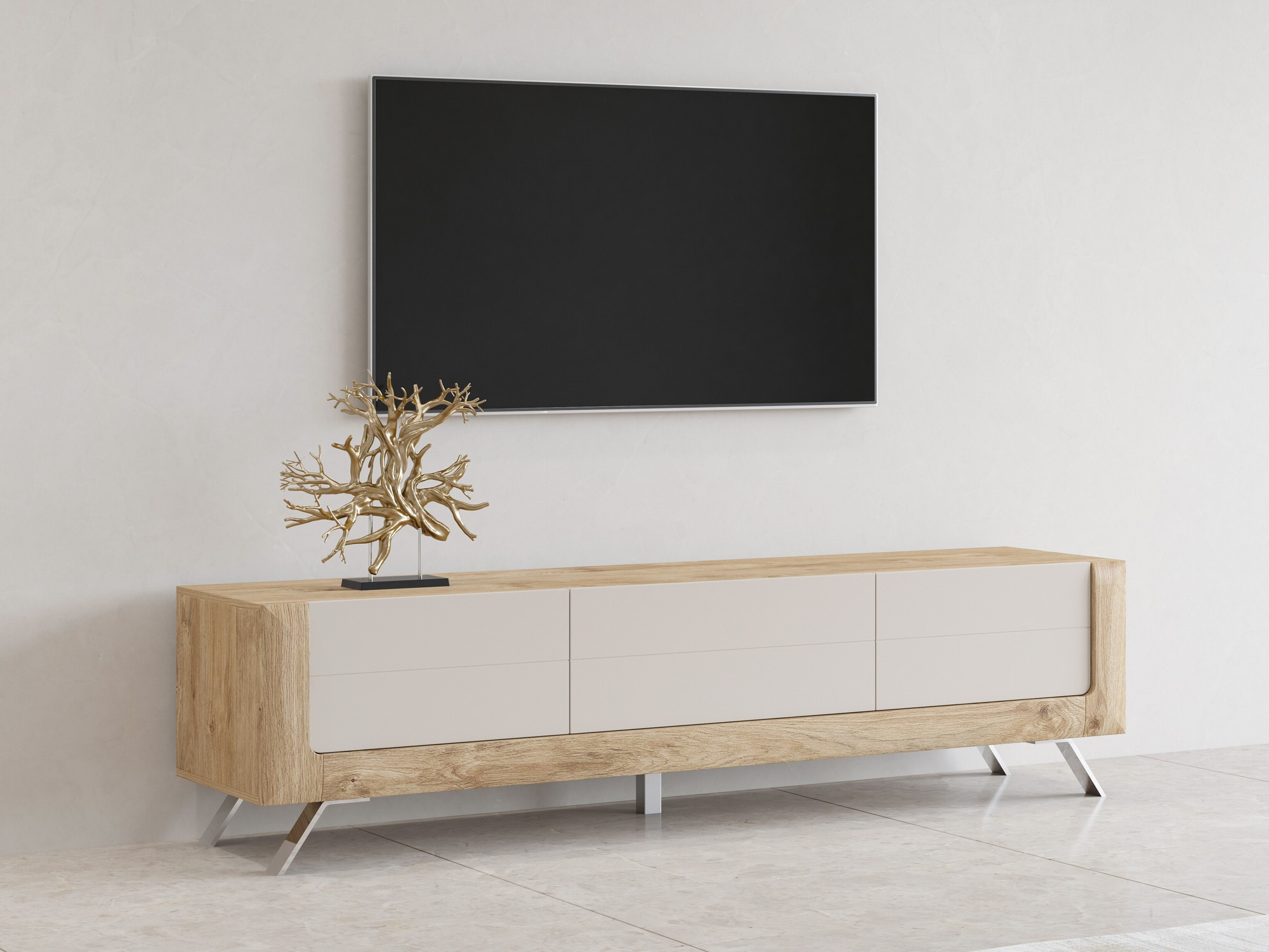 TV stol Sovera 104 (Zlatni hrast + Svijetlo siva)