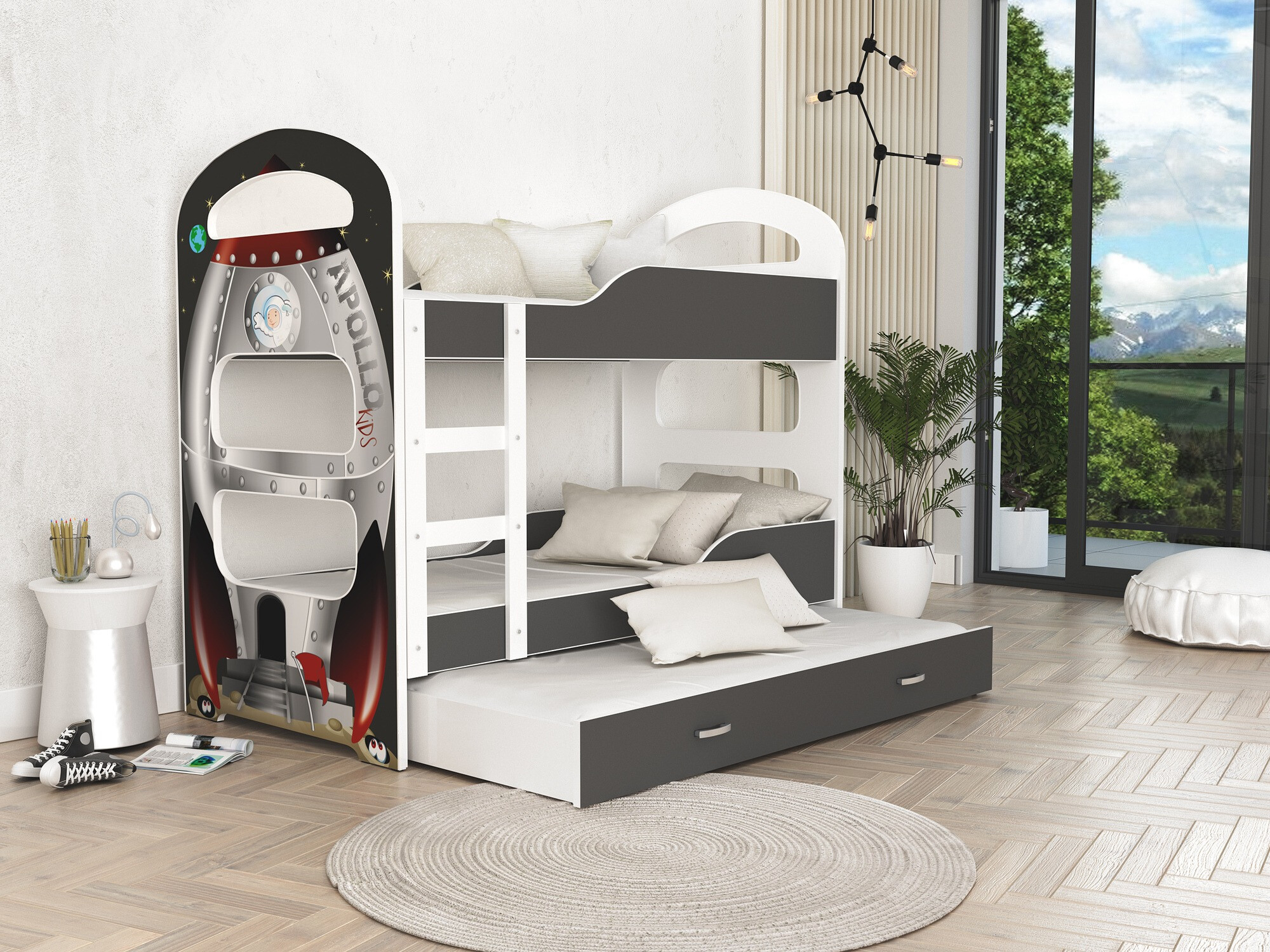 Dvokatan krevet Aurora 116 (Bijela + Siva)