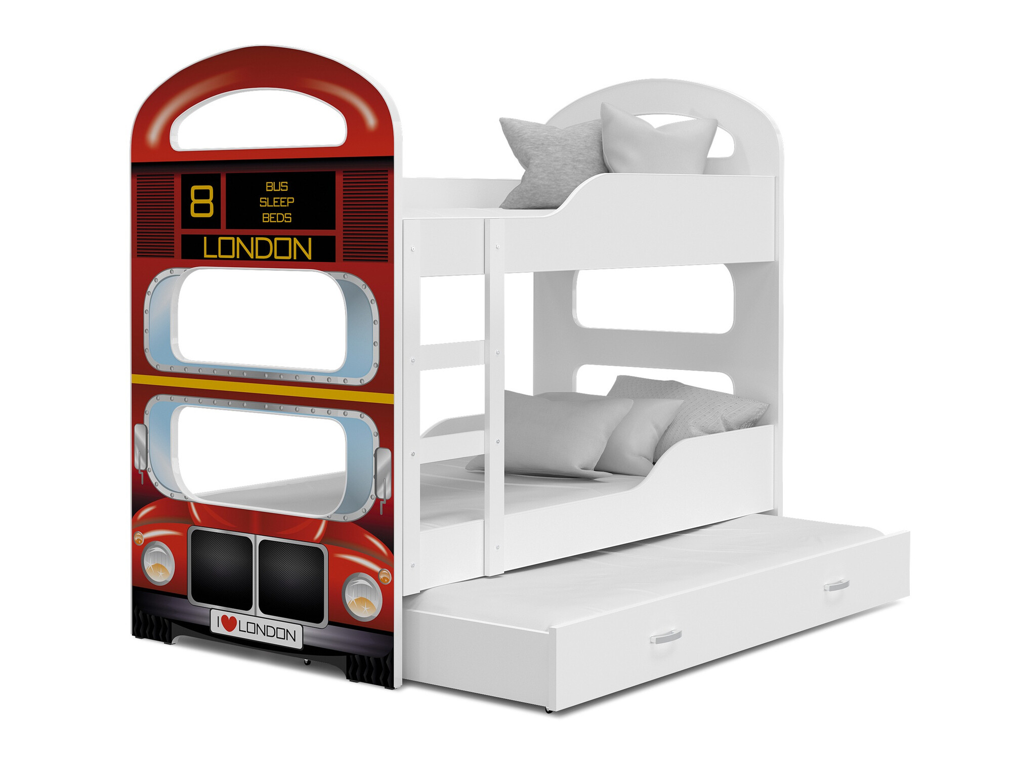 Krevet na kat Aurora 116 (Bijela + Crvena)