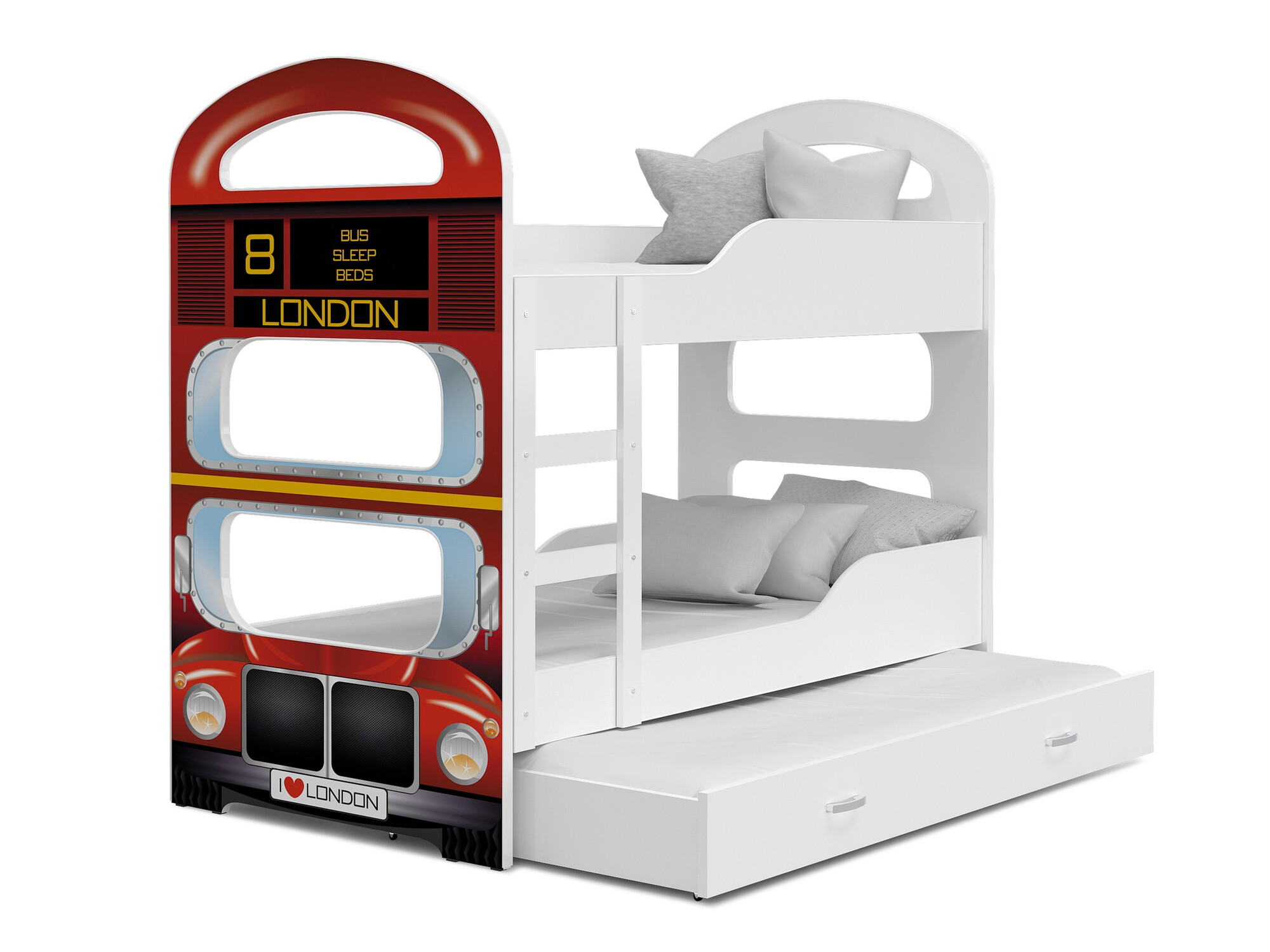 Krevet na kat Aurora 116 (Bijela + Crvena)