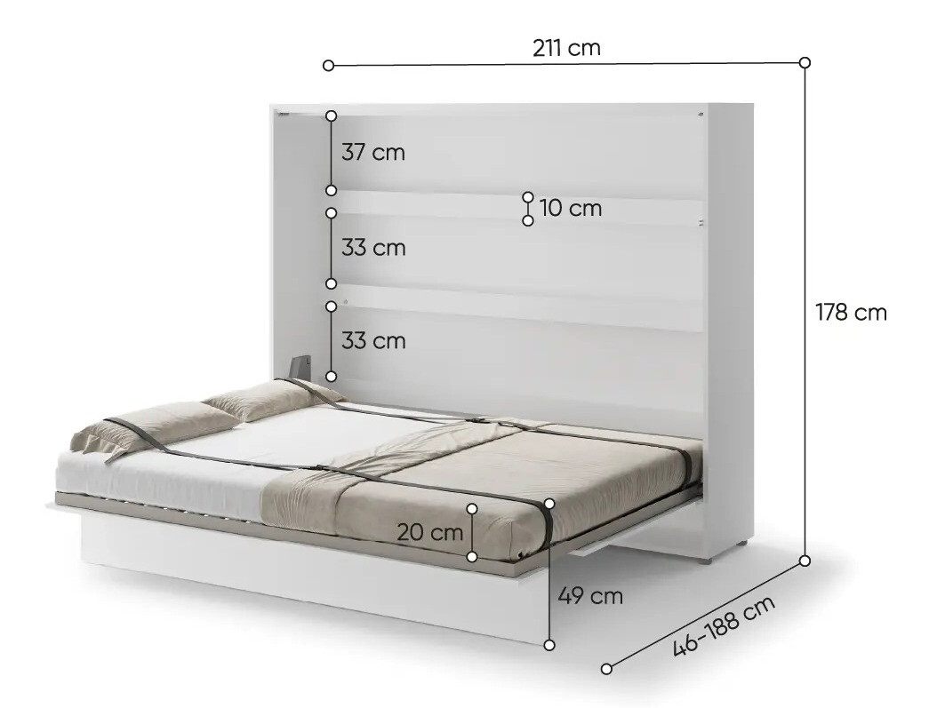 Zidni krevet Concept Pro Lenart V (Bijela)