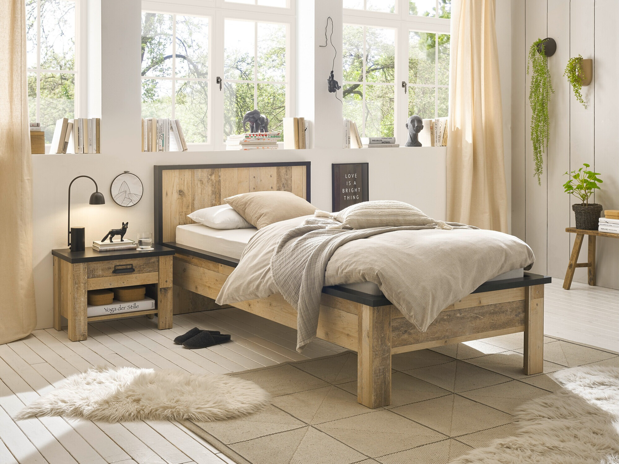 Set za spavaću sobu Cirtale 128 (Starinsko drvo + Antracit)