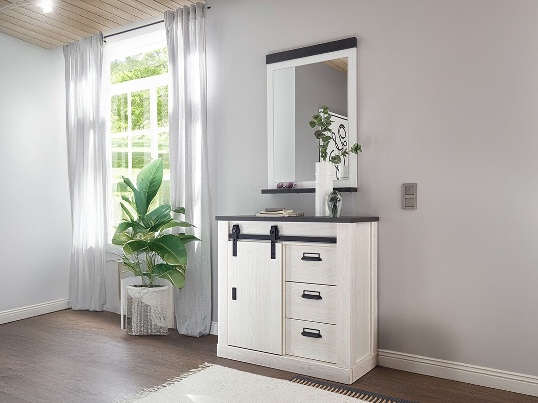 Set za hodnik Cirtale 129 (Izbijeljeni bor + Antrahite)