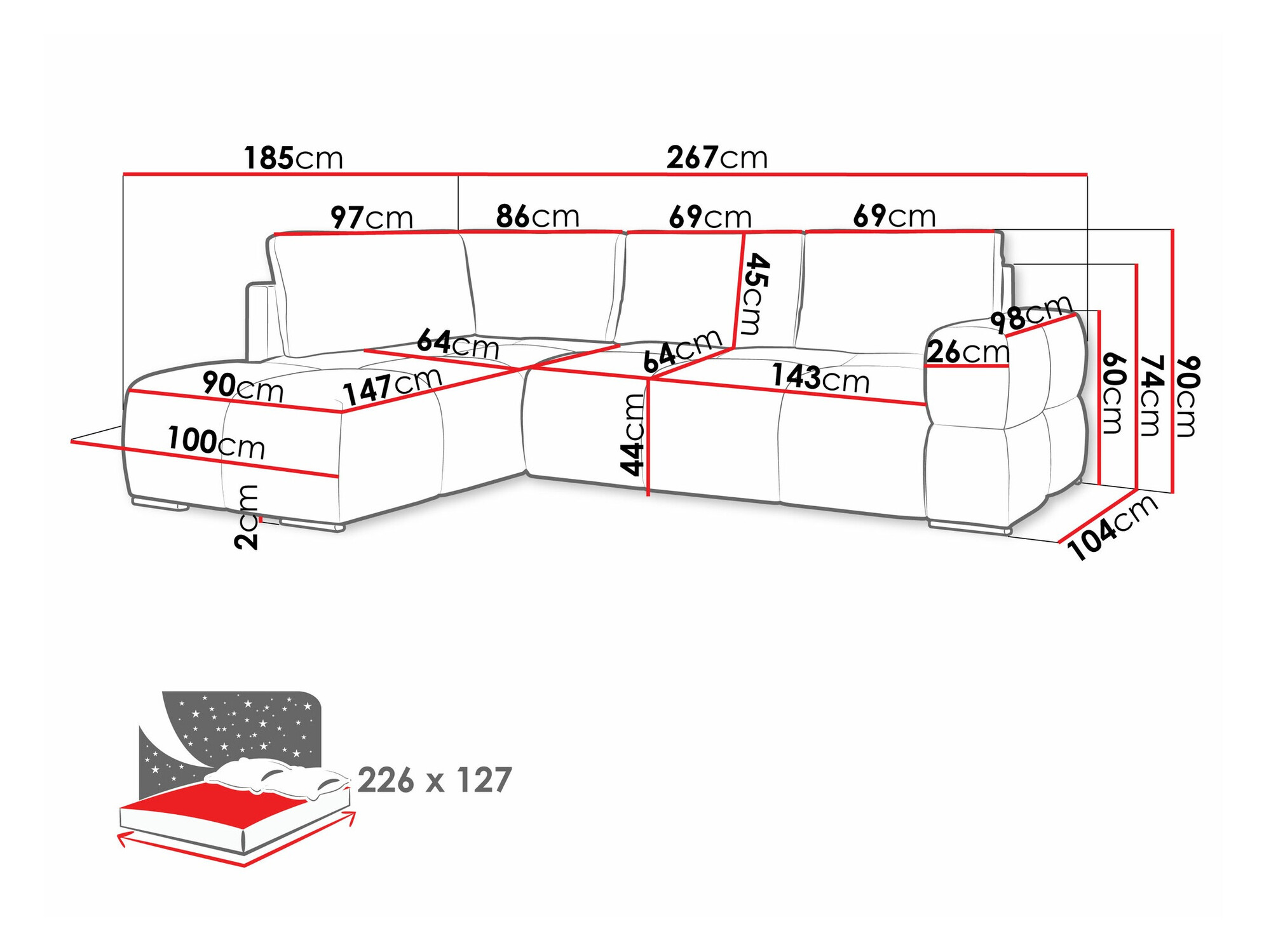 Kutna garnitura Lincoln 198 (Artico Antracit)
