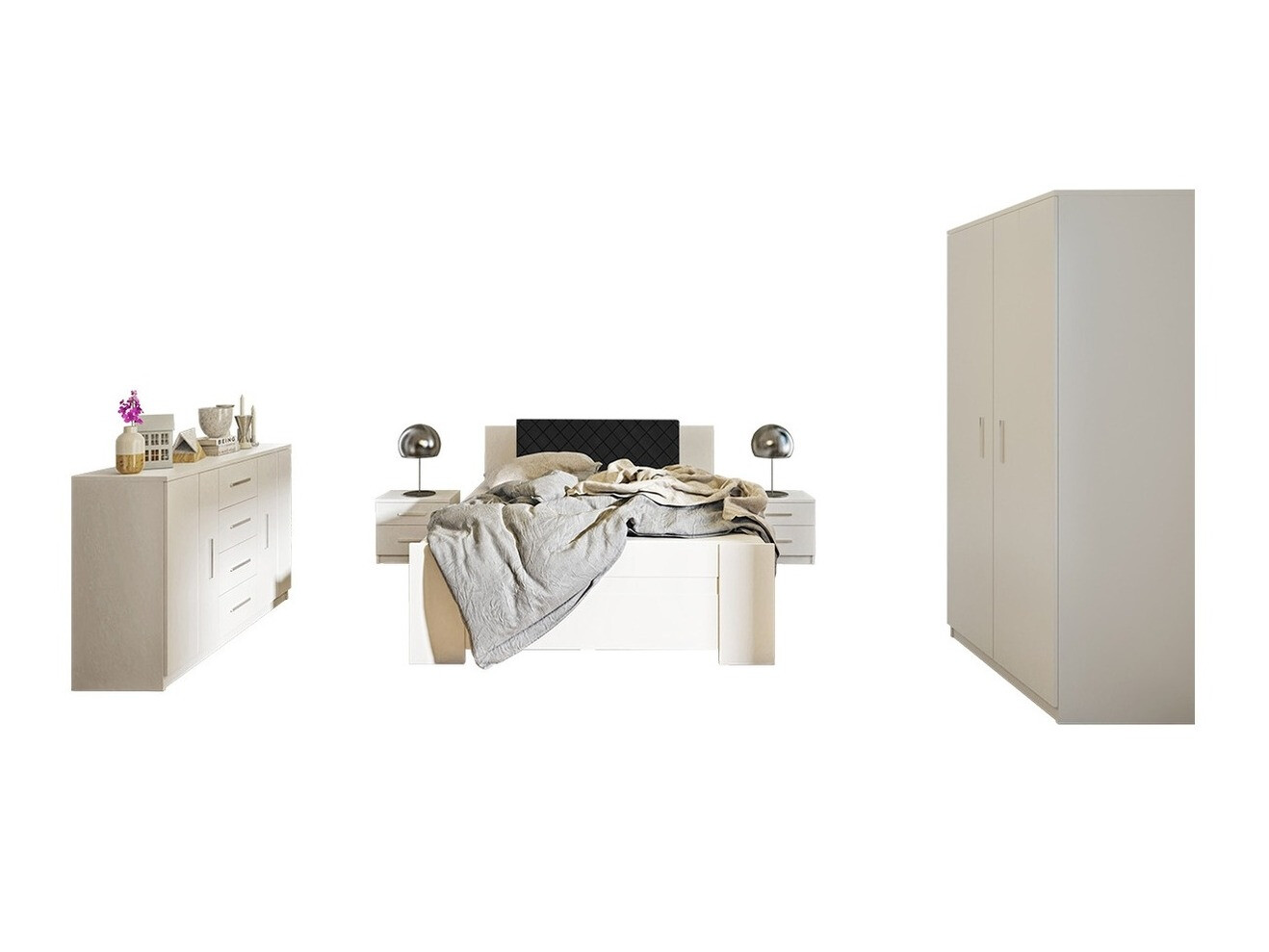 Set za spavaću sobu Catromi 122 (Bijela + Soft Pik 011)