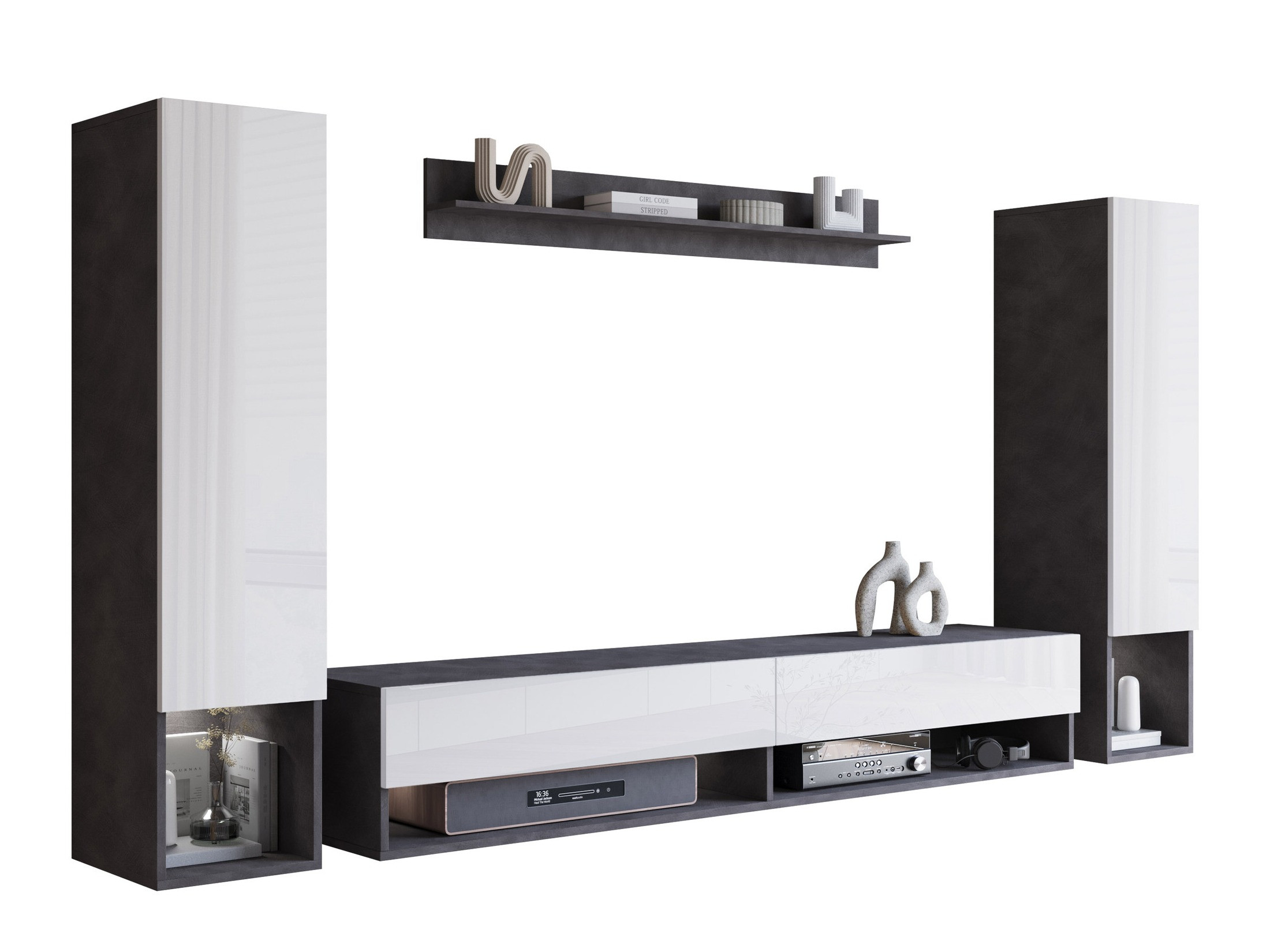 Dnevni boravak Sarasota 176 (Matera siva + Sjajno bijela)