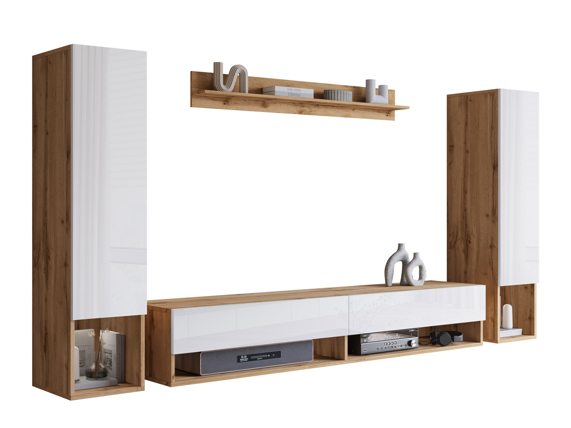 Dnevni boravak Sarasota 176 (Wotan hrast + Sjajno bijela)