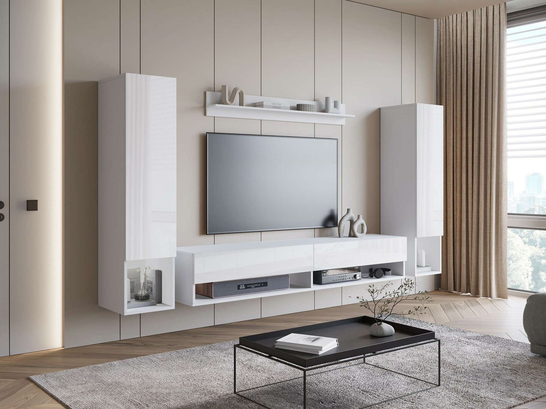 Set za dnevni boravak Sarasota 176 (Bijela + Sjajno bijela)