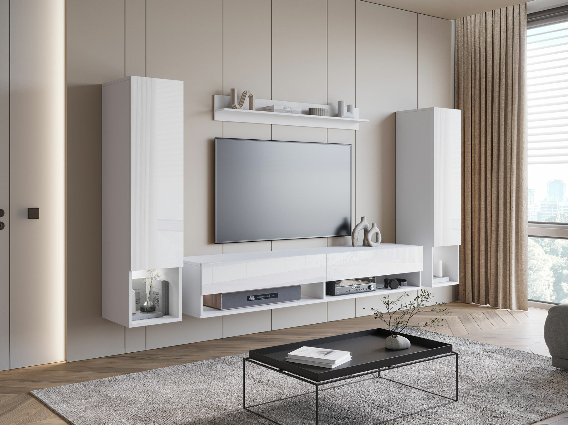 Set za dnevni boravak Sarasota 176 (Bijela + Sjajno bijela)