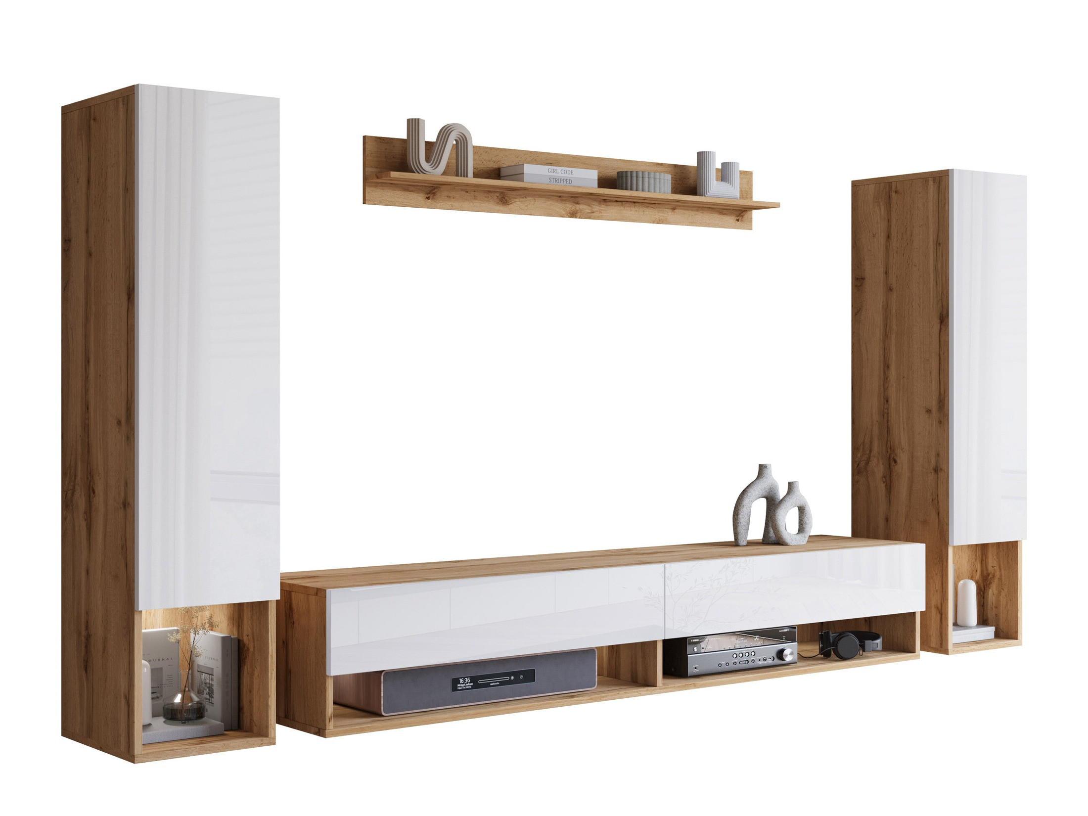 Set za dnevni boravak Sarasota 176 (Hrast Wotan + Sjajno bijela)