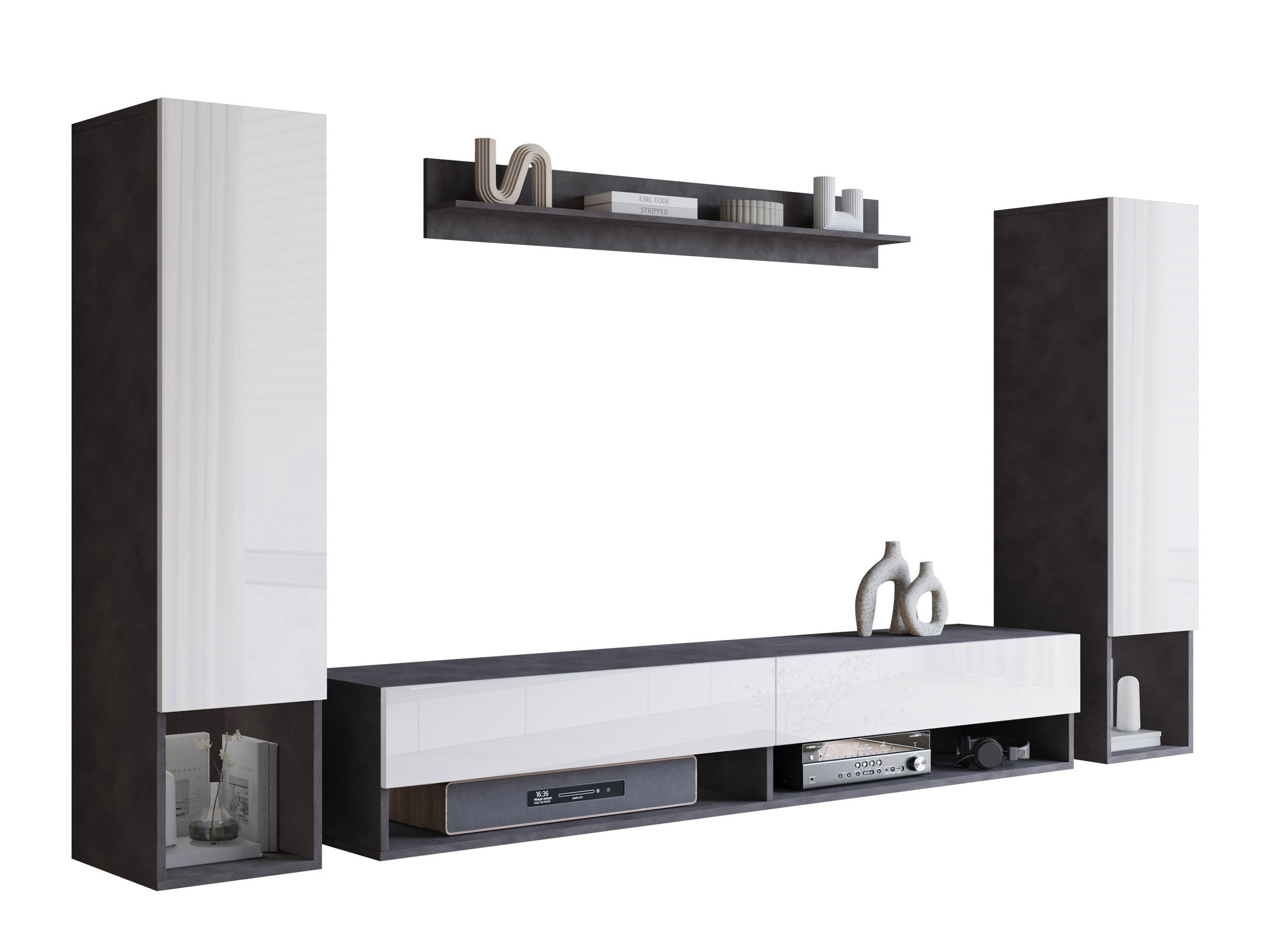 Set za dnevni boravak Sarasota 176 (Siva Matera + Sjajno bijela)