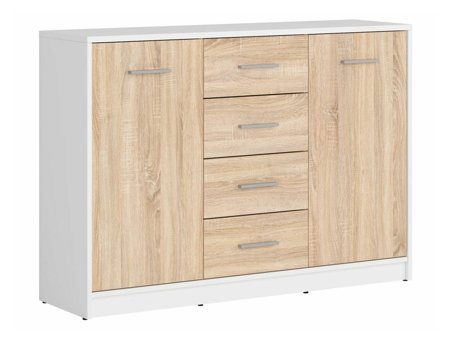 Komoda Novsore 118 (Bijela + Sonoma hrast)